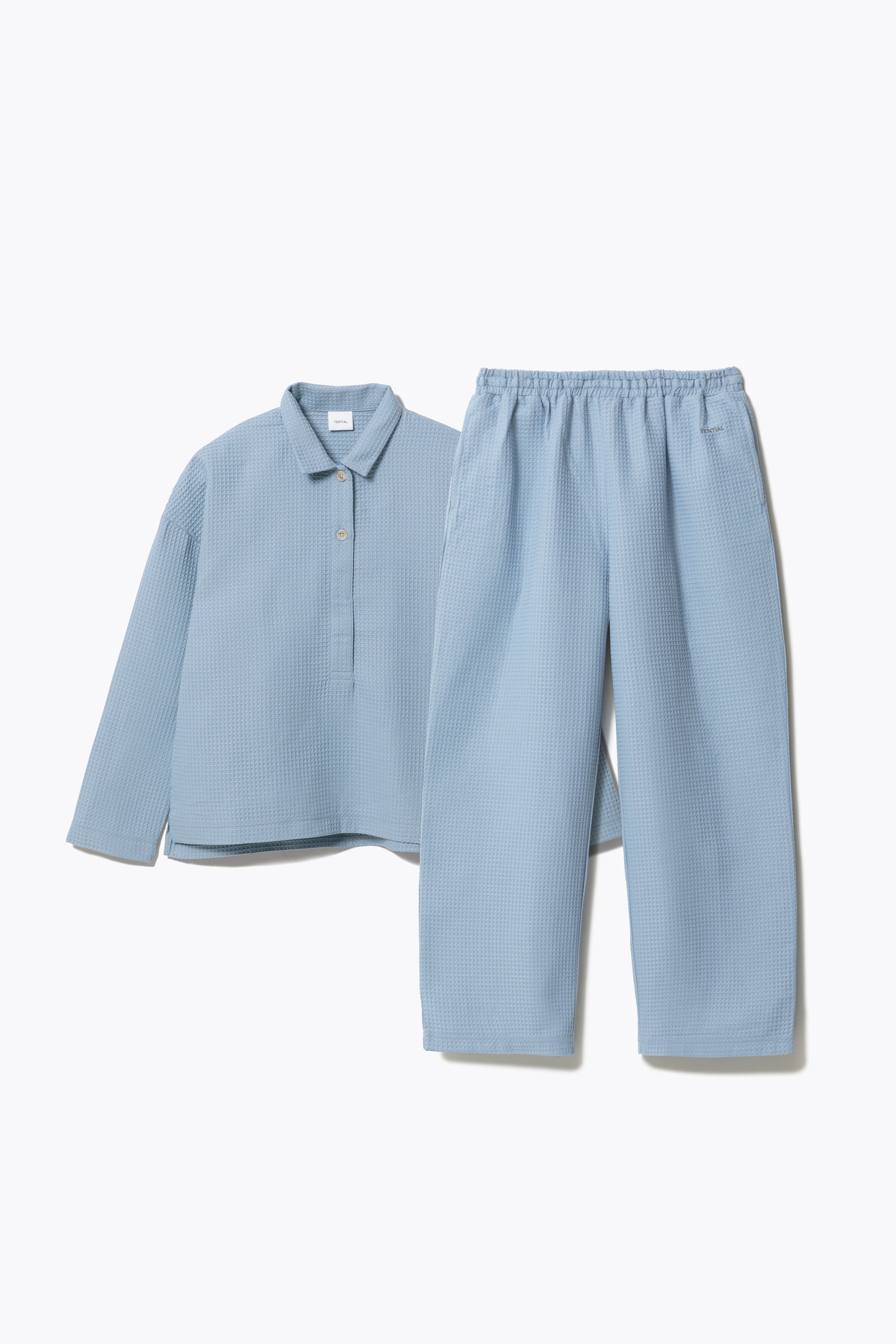 BAKUNE Waffle Women's Long Sleeve Button Down Pullover / Long Pants