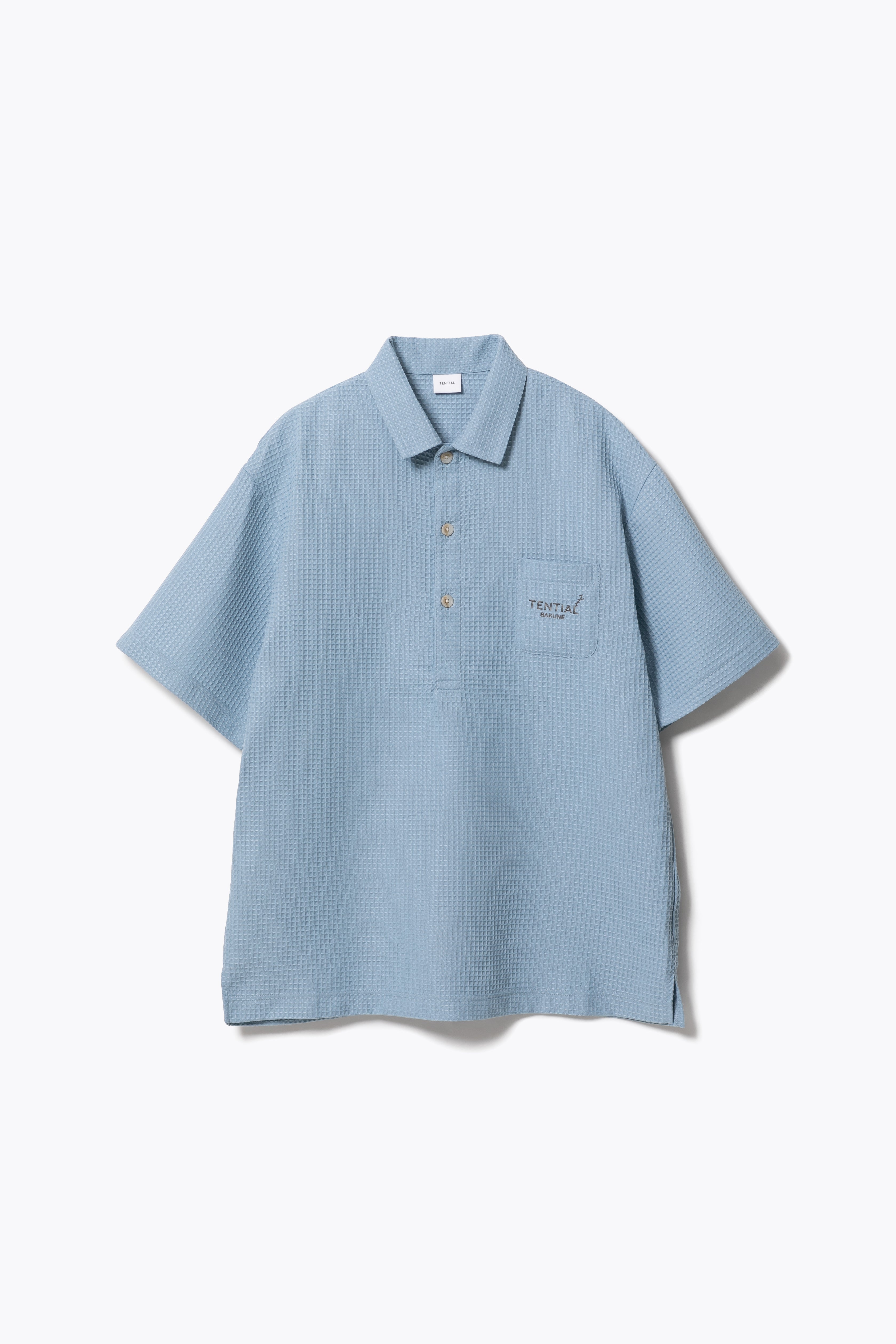 BAKUNE Waffle Men's Short Sleeve Button Down Pullover / Short Pants