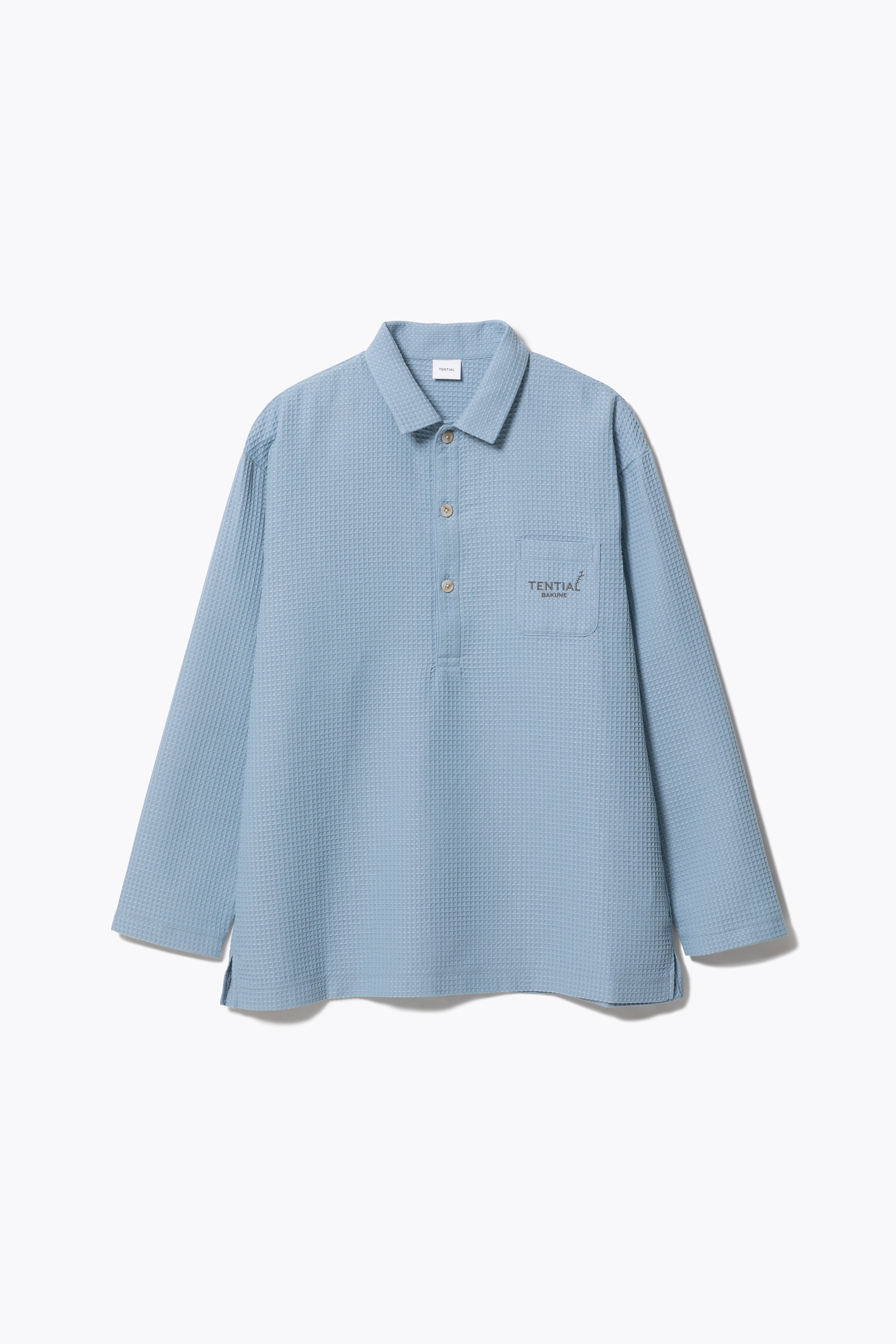BAKUNE Waffle Men's Long Sleeve Button Down Pullover / Long Pants