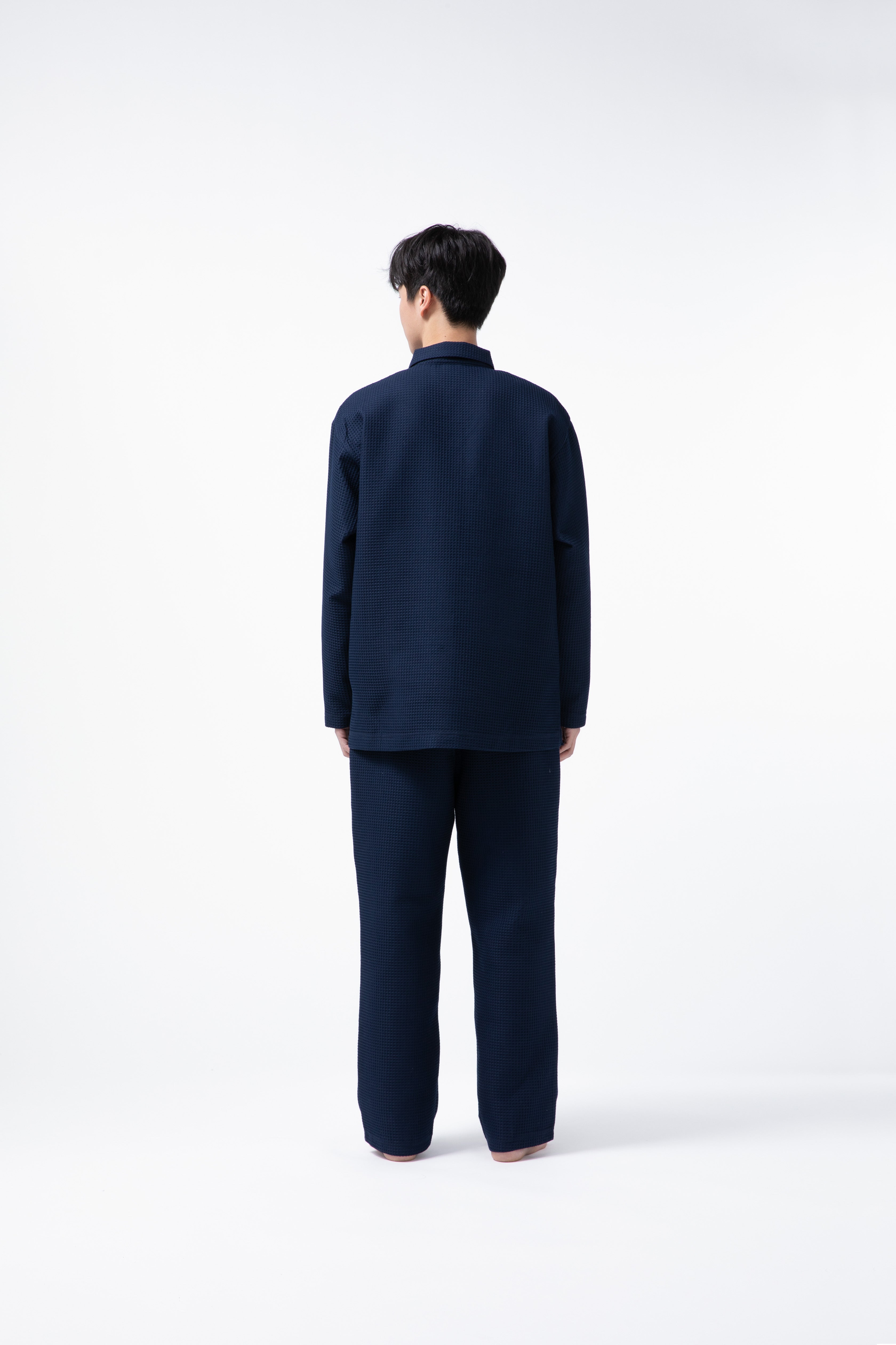 BAKUNE Waffle Men's Long Sleeve Button Down Pullover / Long Pants