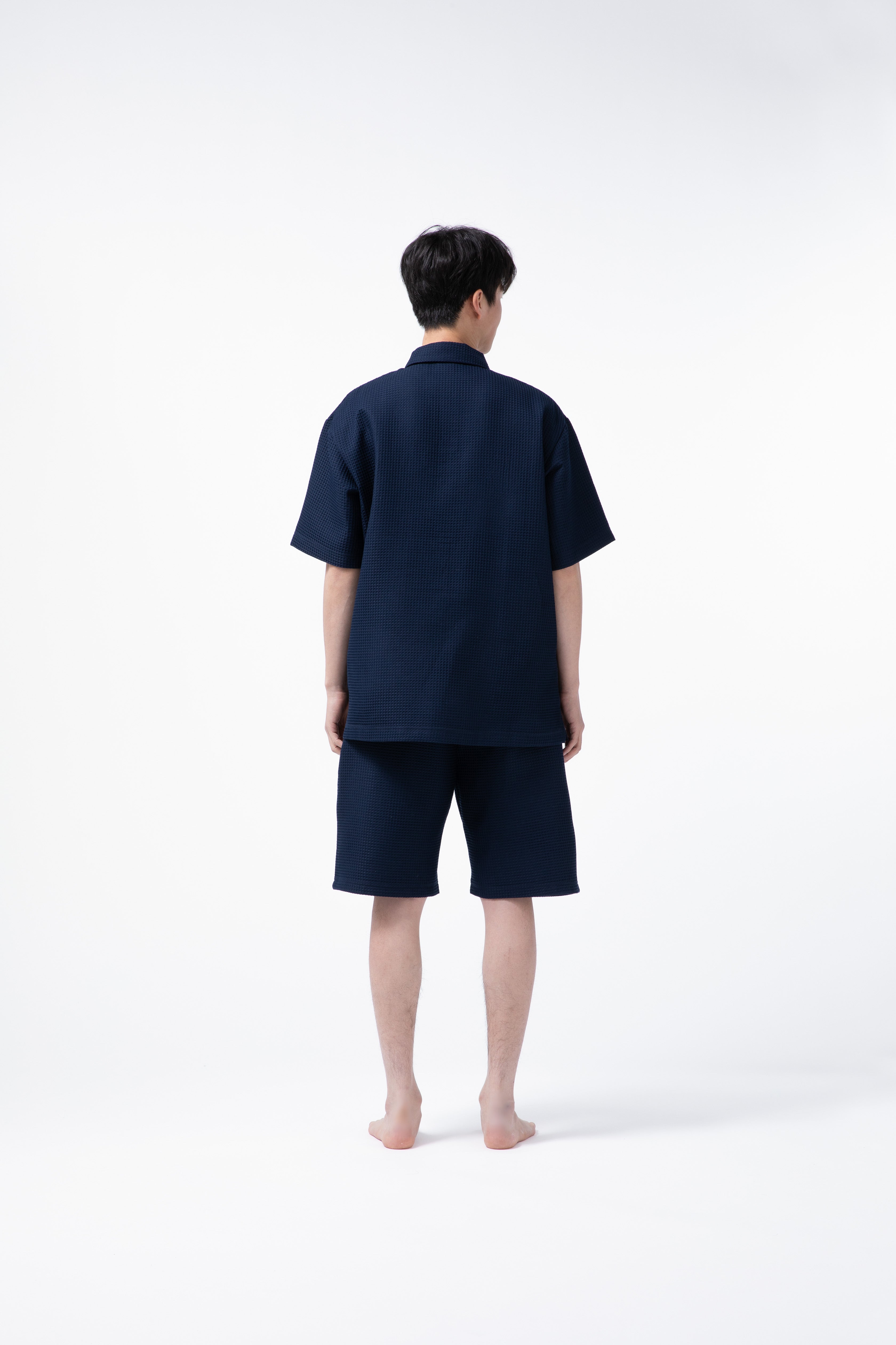 BAKUNE Waffle Men's Short Sleeve Button Down Pullover / Short Pants