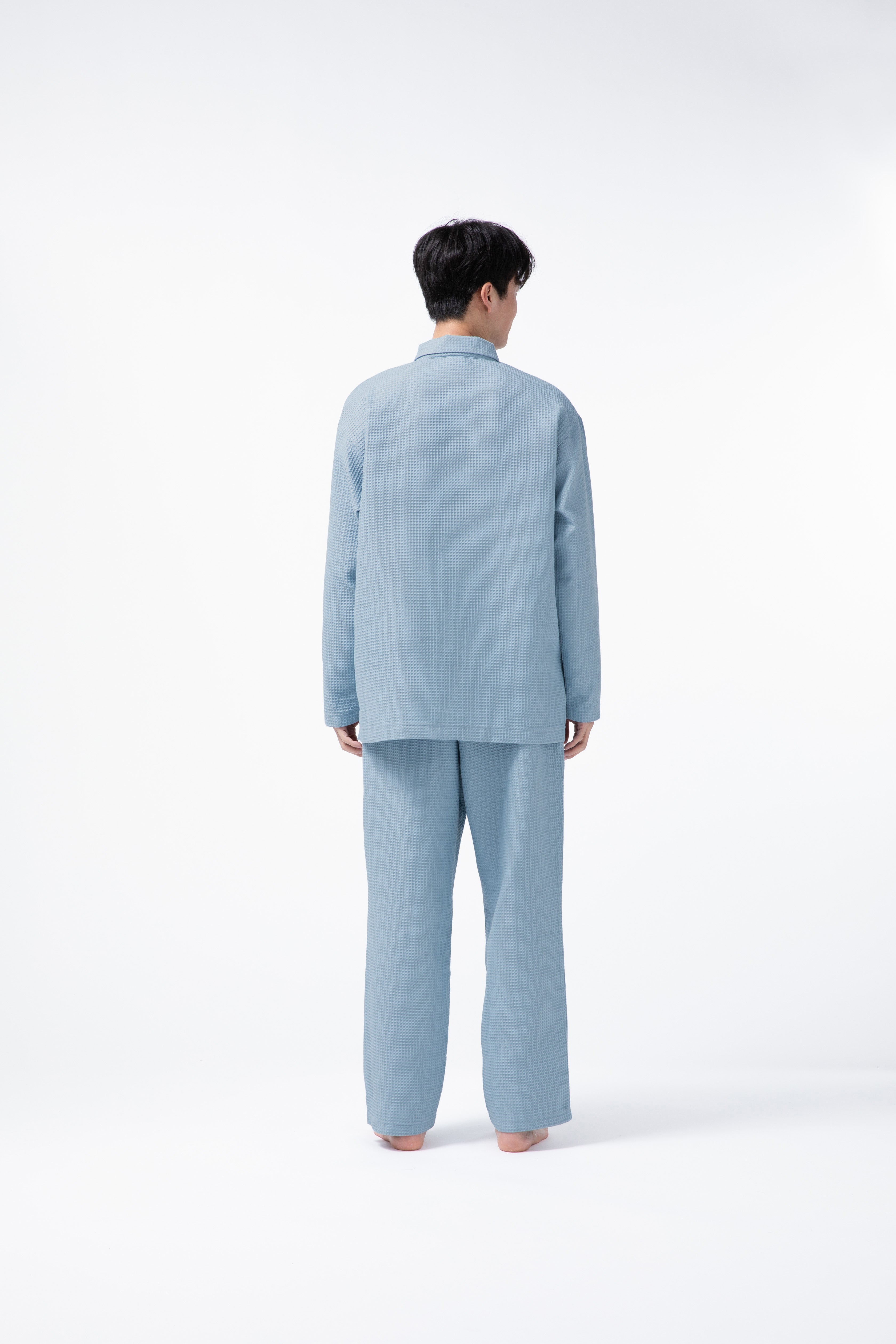 BAKUNE Waffle Men's Long Sleeve Button Down Pullover / Long Pants