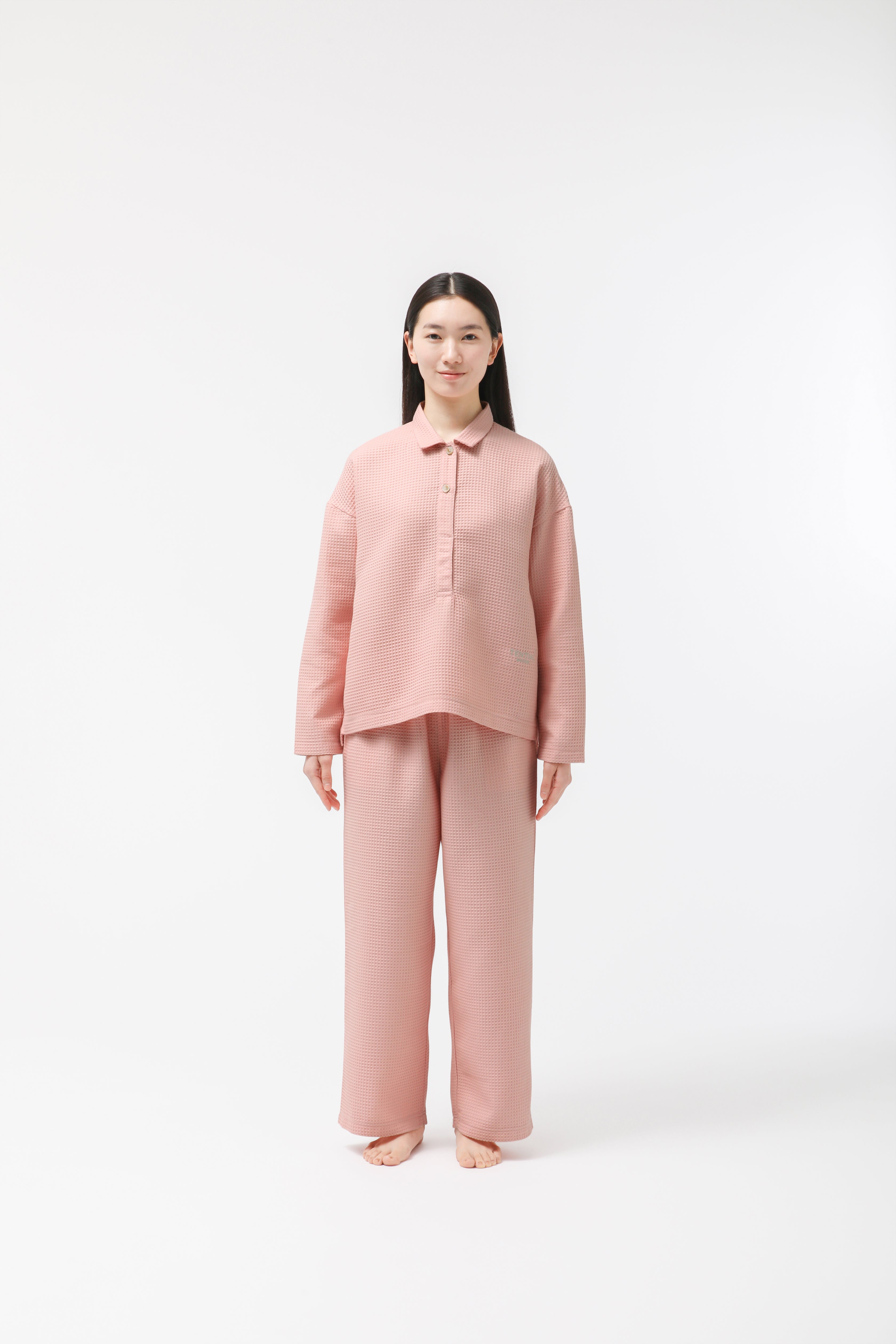 BAKUNE Waffle Women's Long Sleeve Button Down Pullover / Long Pants