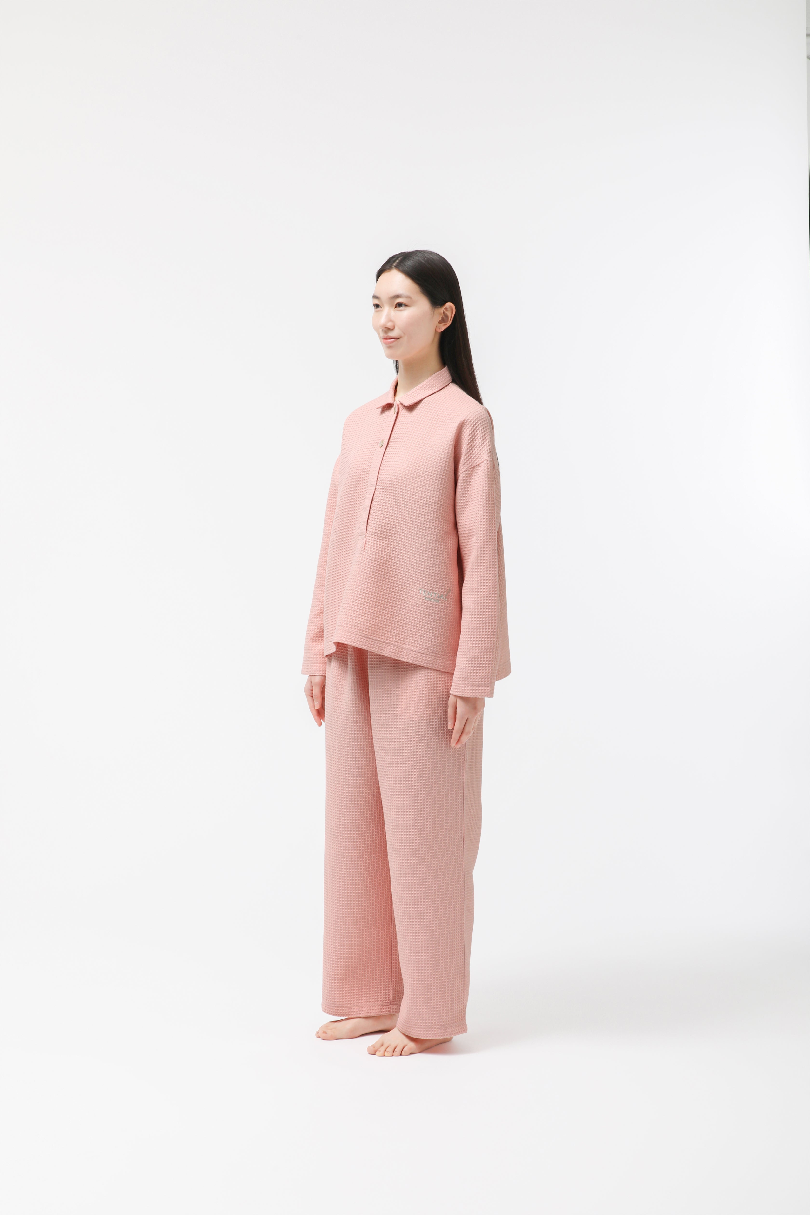 BAKUNE Waffle Women's Long Sleeve Button Down Pullover / Long Pants