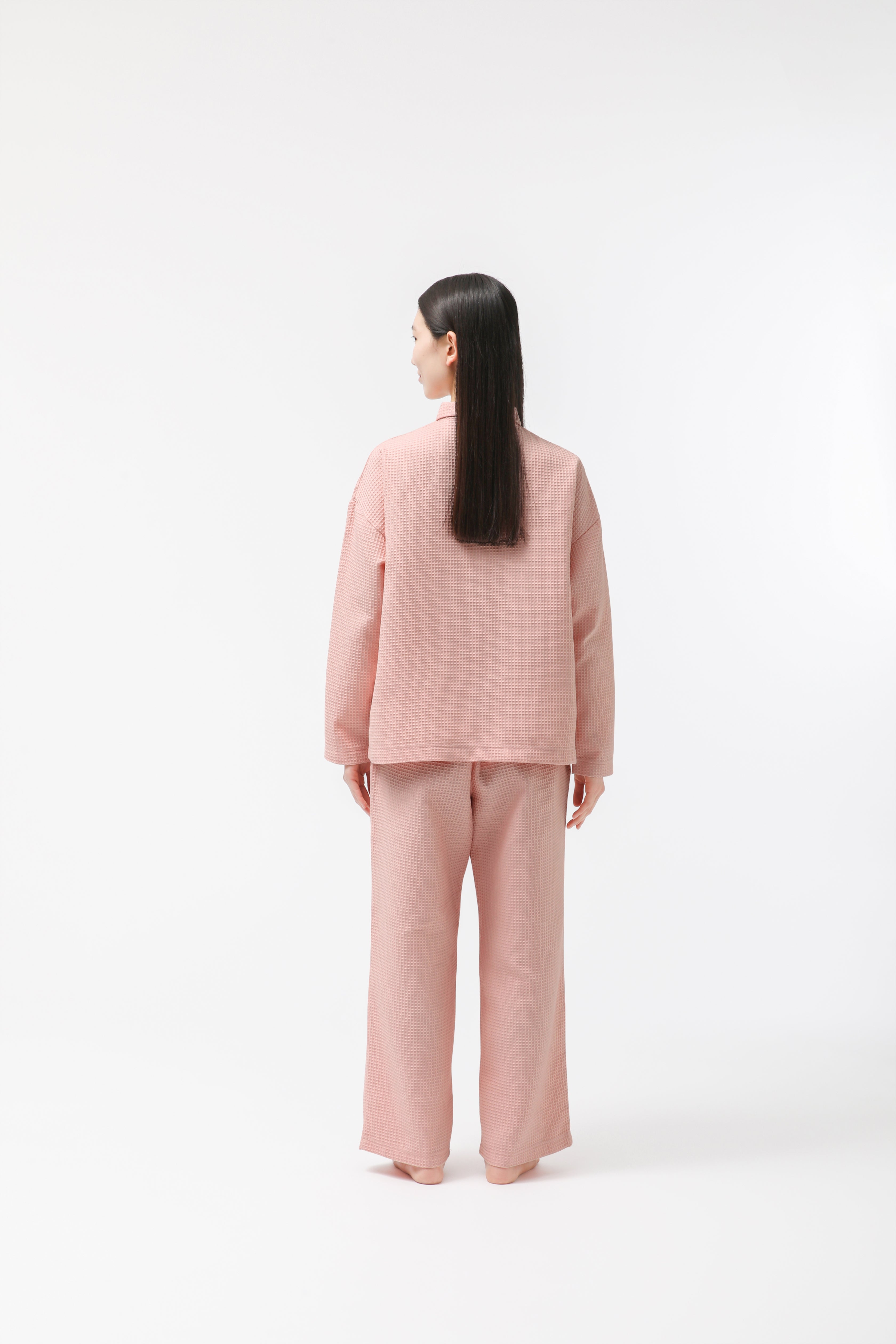 BAKUNE Waffle Women's Long Sleeve Button Down Pullover / Long Pants