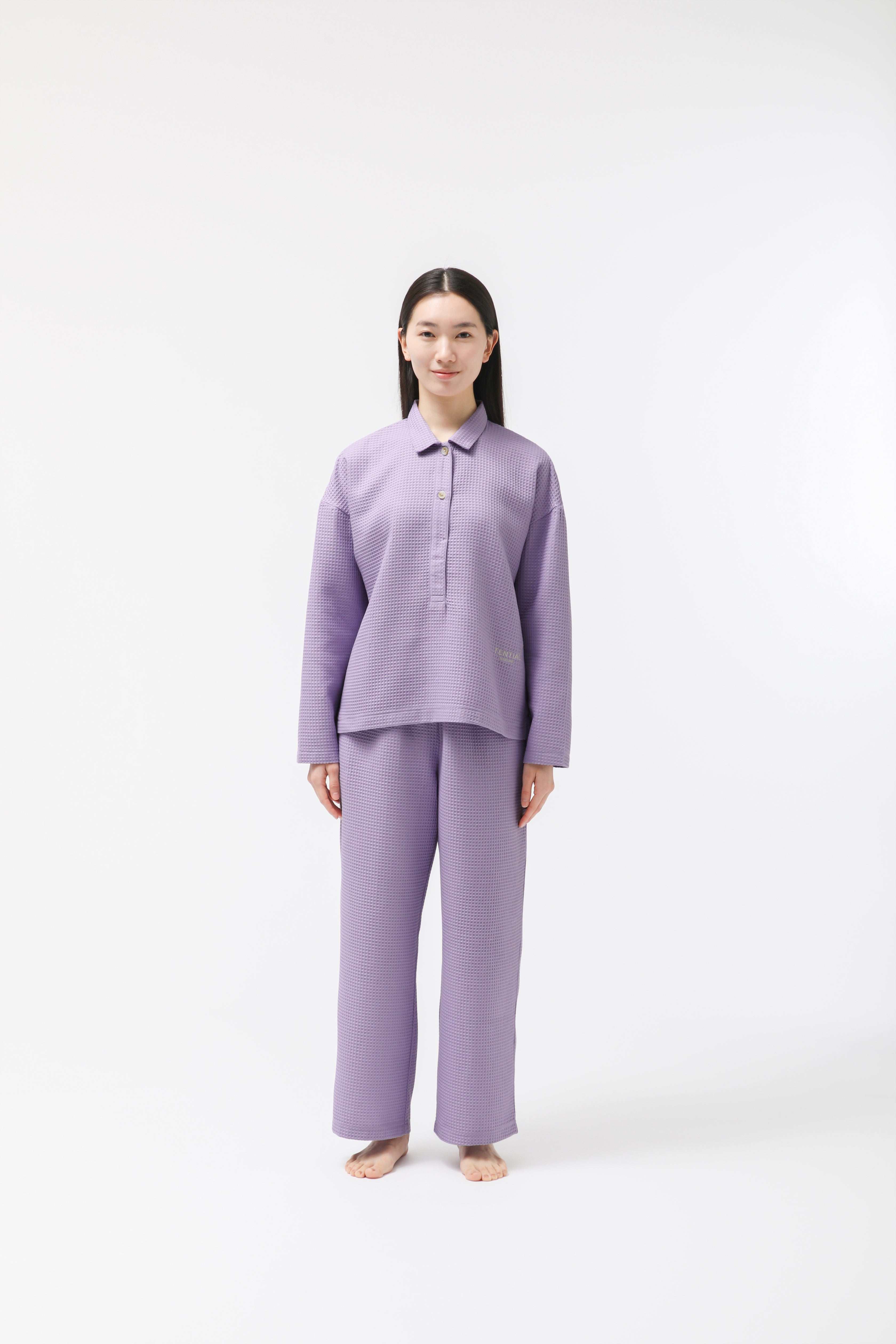 BAKUNE Waffle Women's Long Sleeve Button Down Pullover / Long Pants