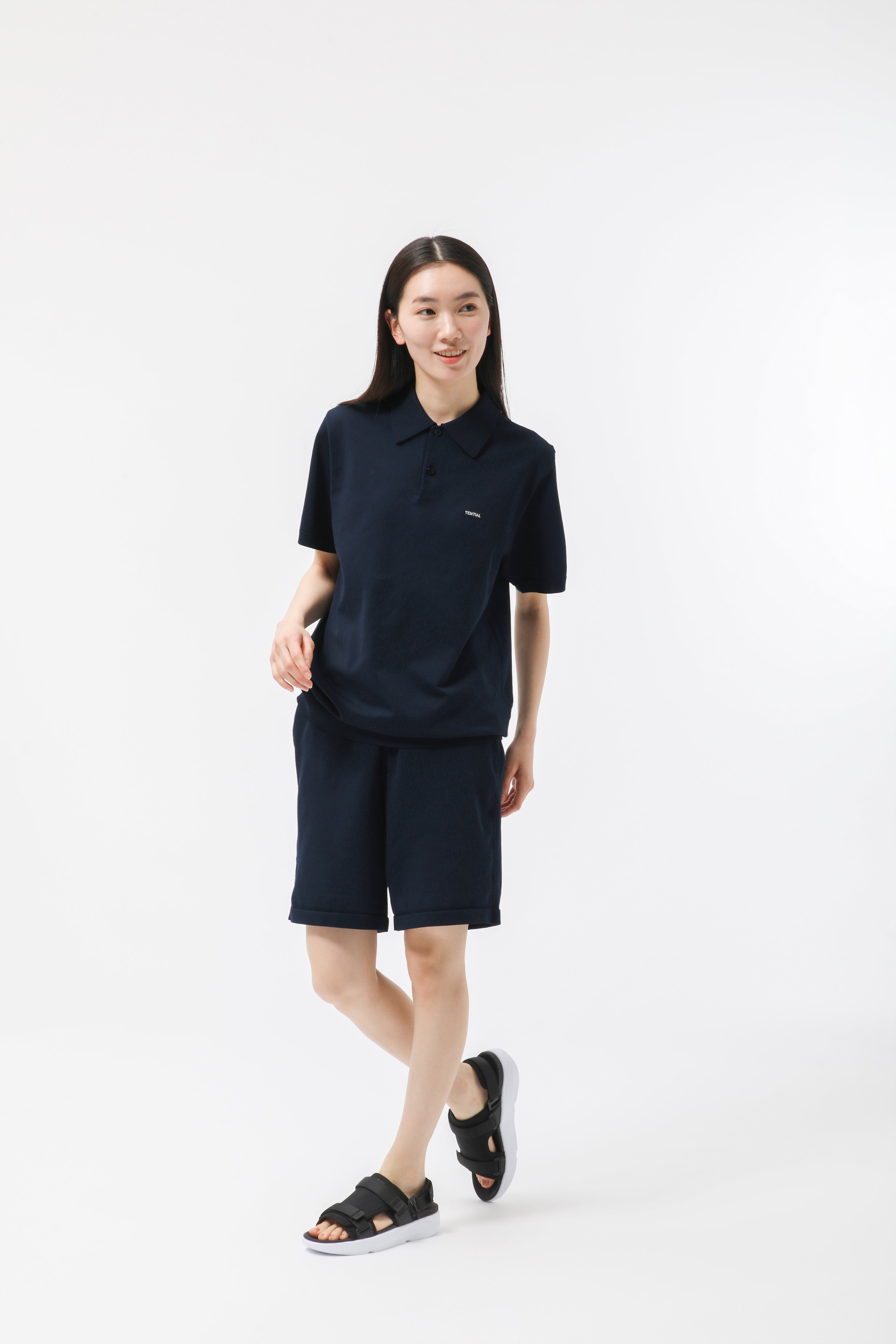 MIGARU Light Knit Short Sleeve Polo Shirt / Short Pants