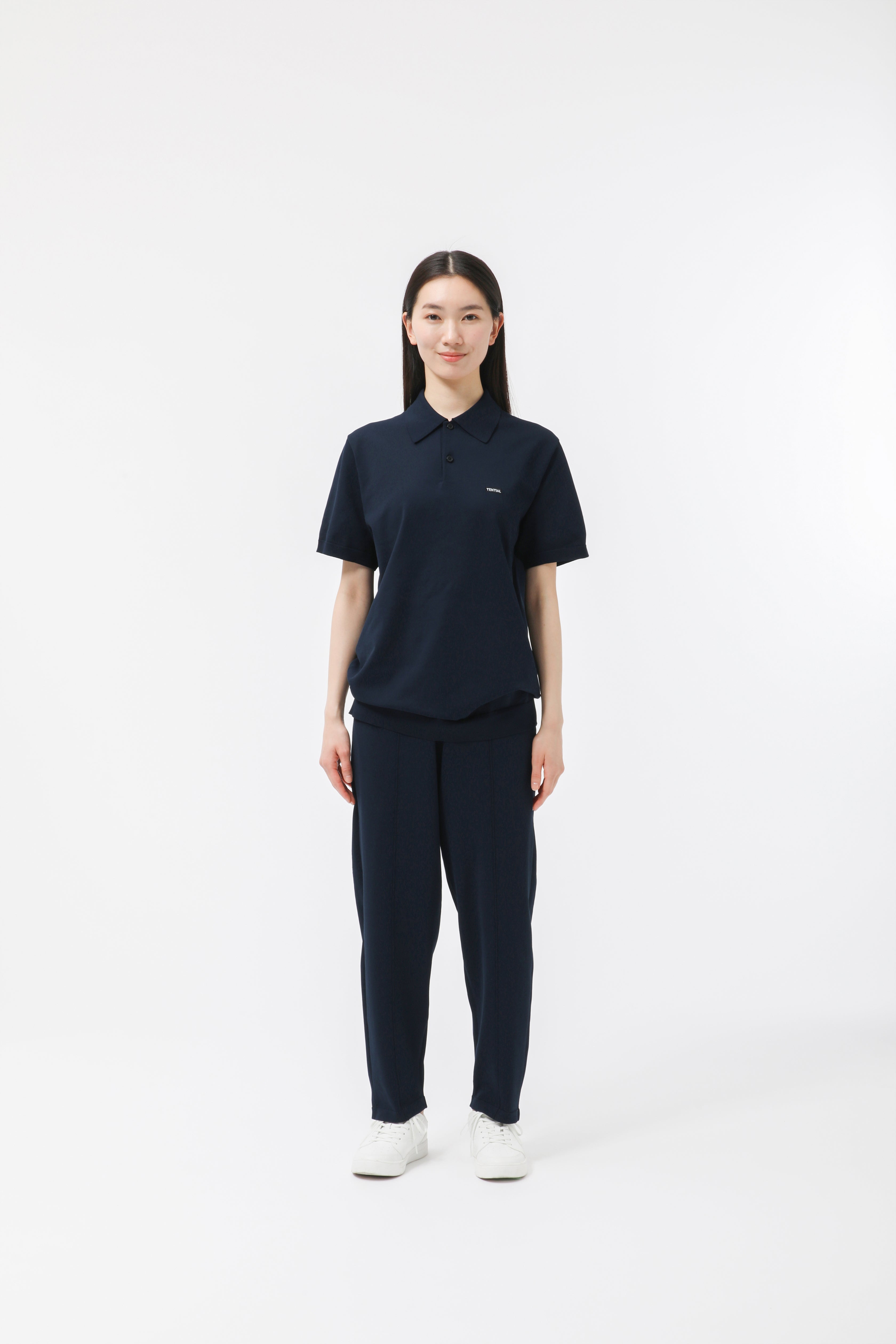 MIGARU Light Knit Short Sleeve Polo Shirt / Long Pants