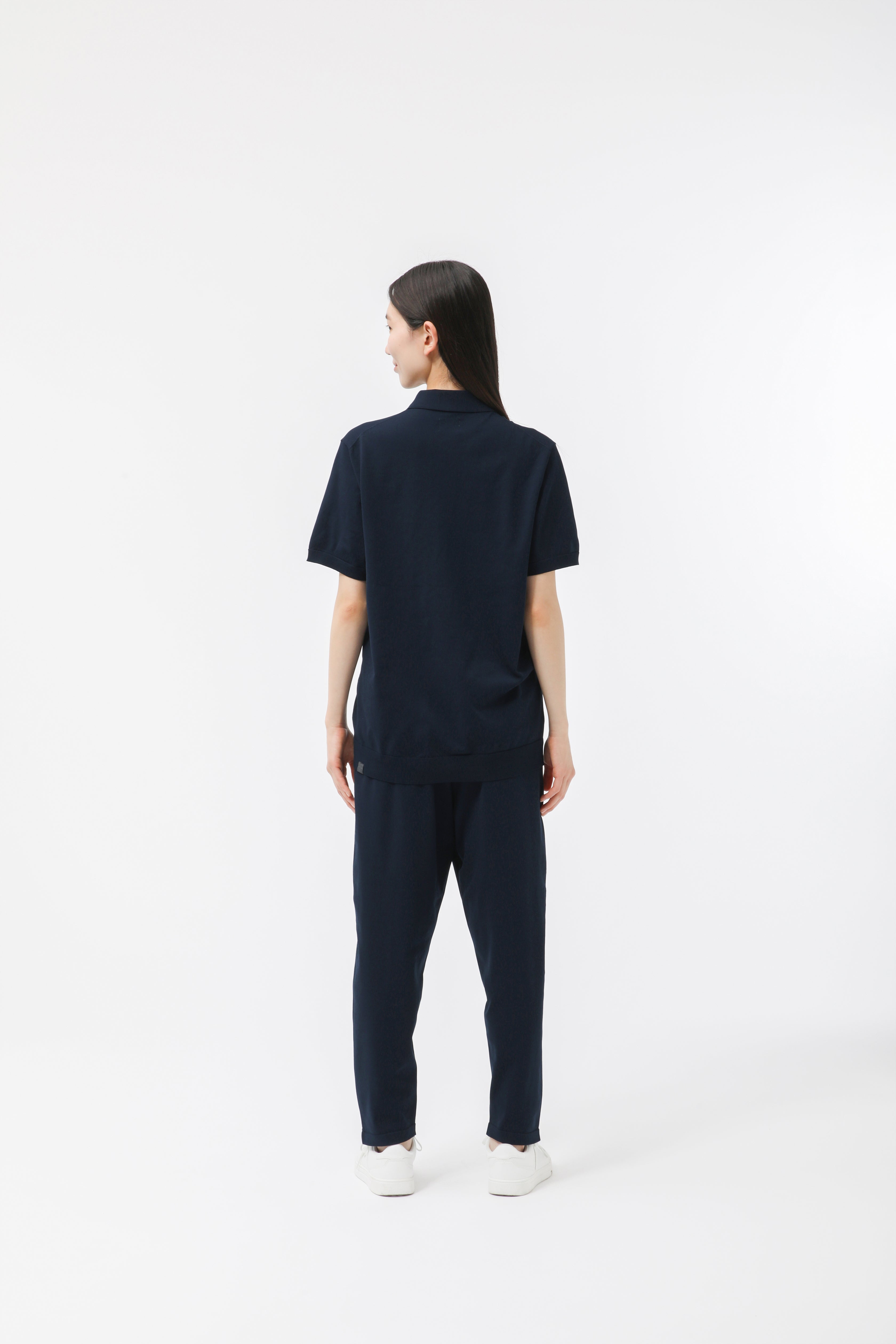 MIGARU Light Knit Short Sleeve Polo Shirt / Long Pants