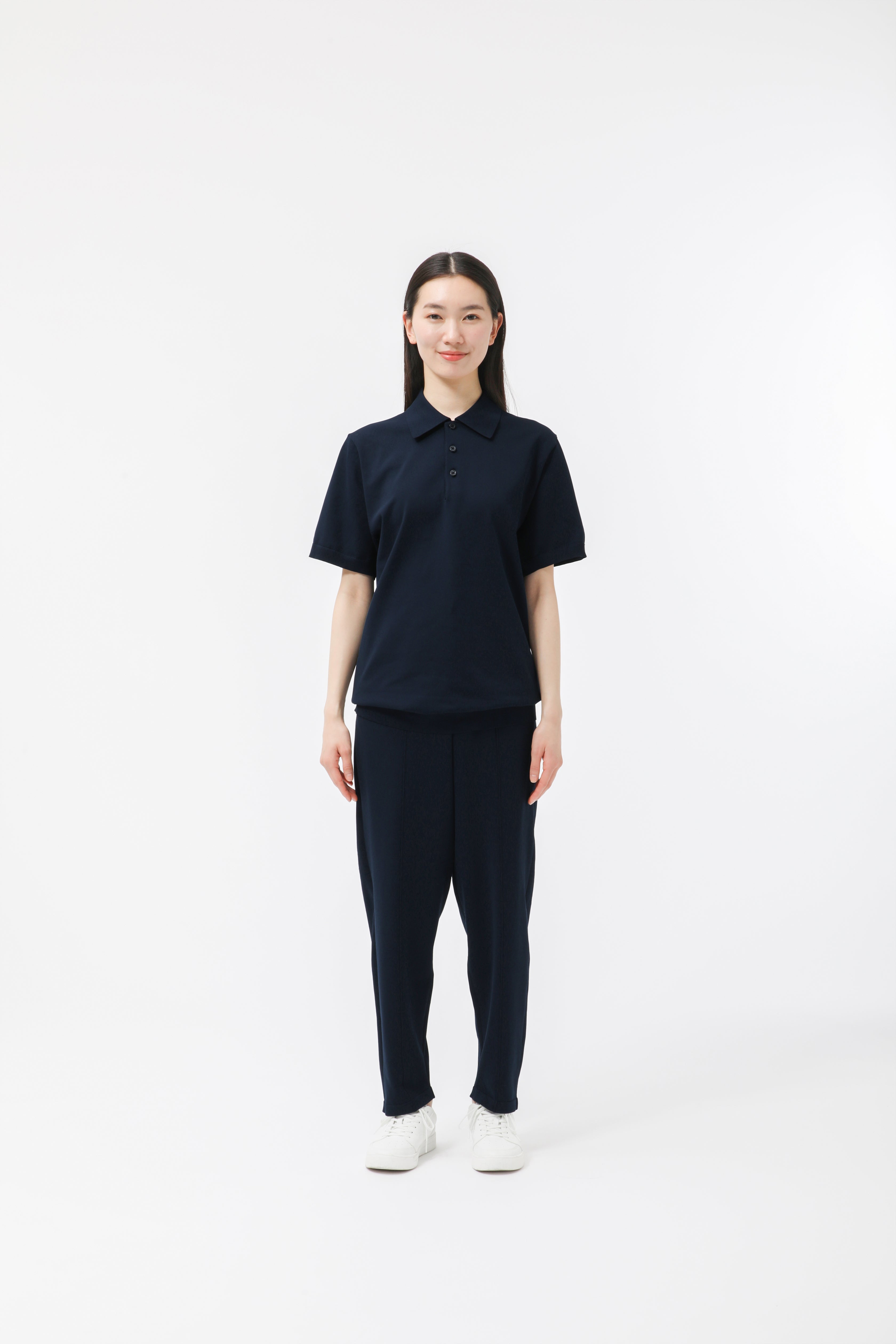 MIGARU Light Knit Short Sleeve Tailored Polo Shirt / Long Pants