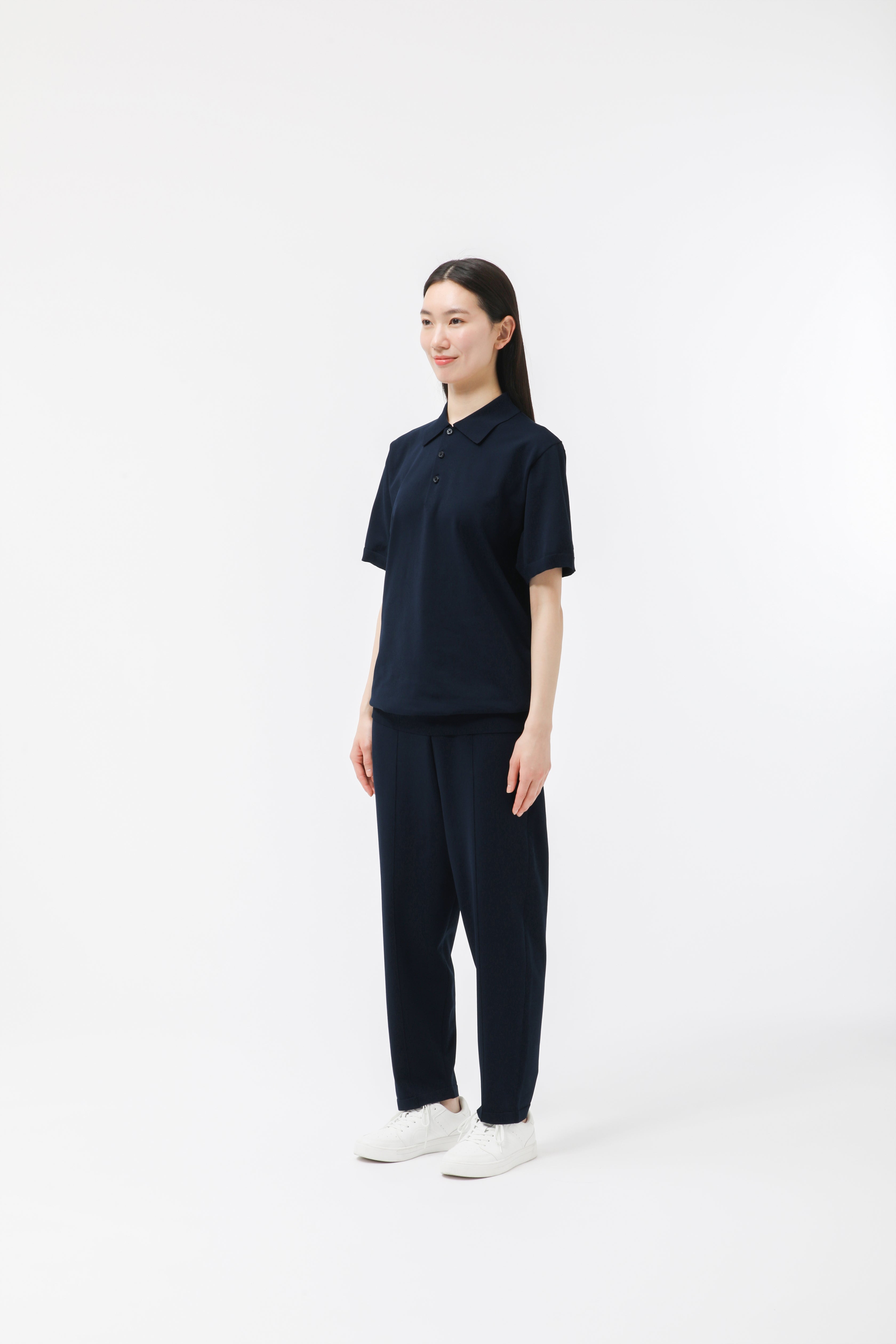 MIGARU Light Knit Short Sleeve Tailored Polo Shirt / Long Pants