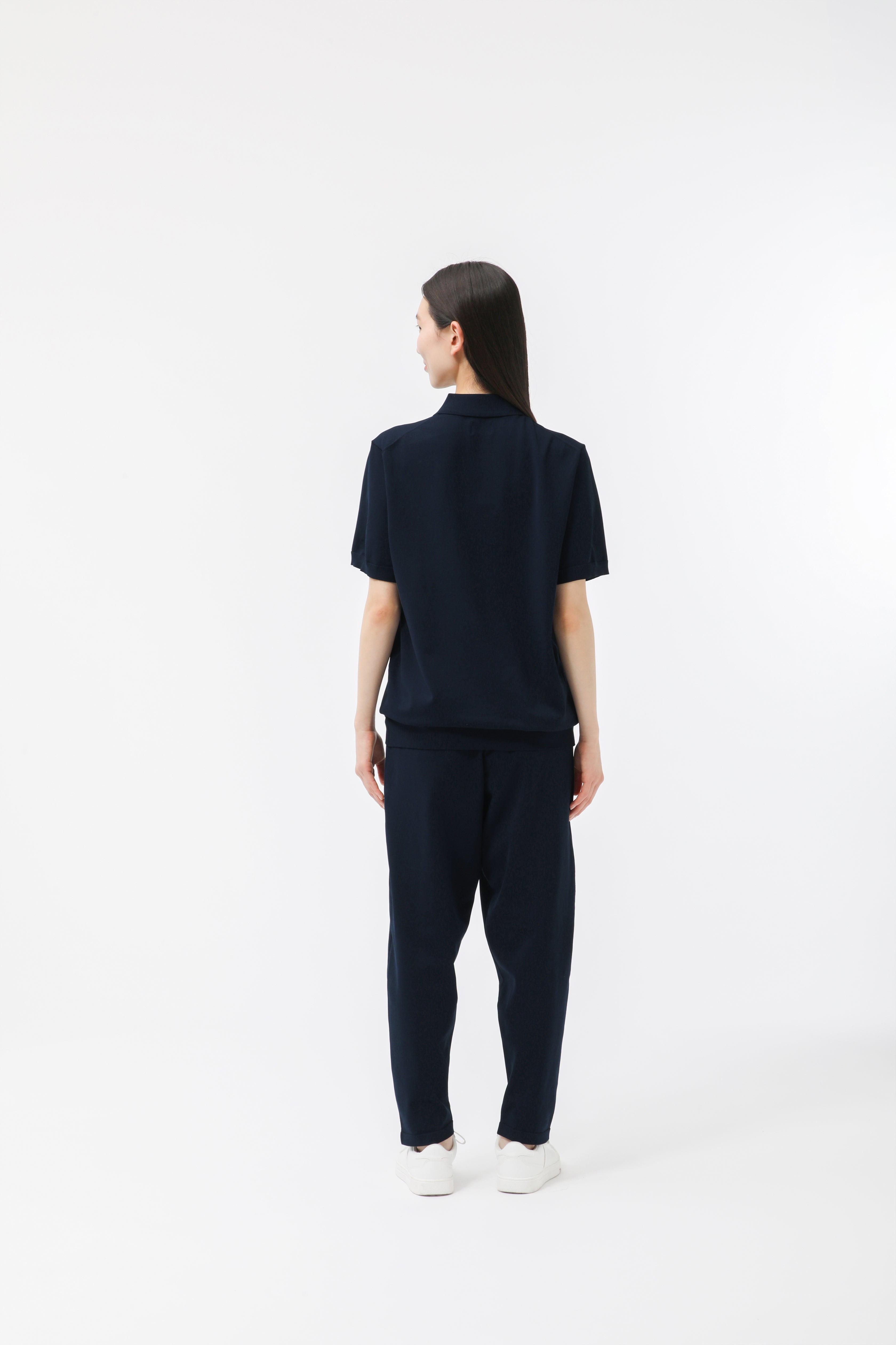 MIGARU Light Knit Short Sleeve Tailored Polo Shirt / Long Pants