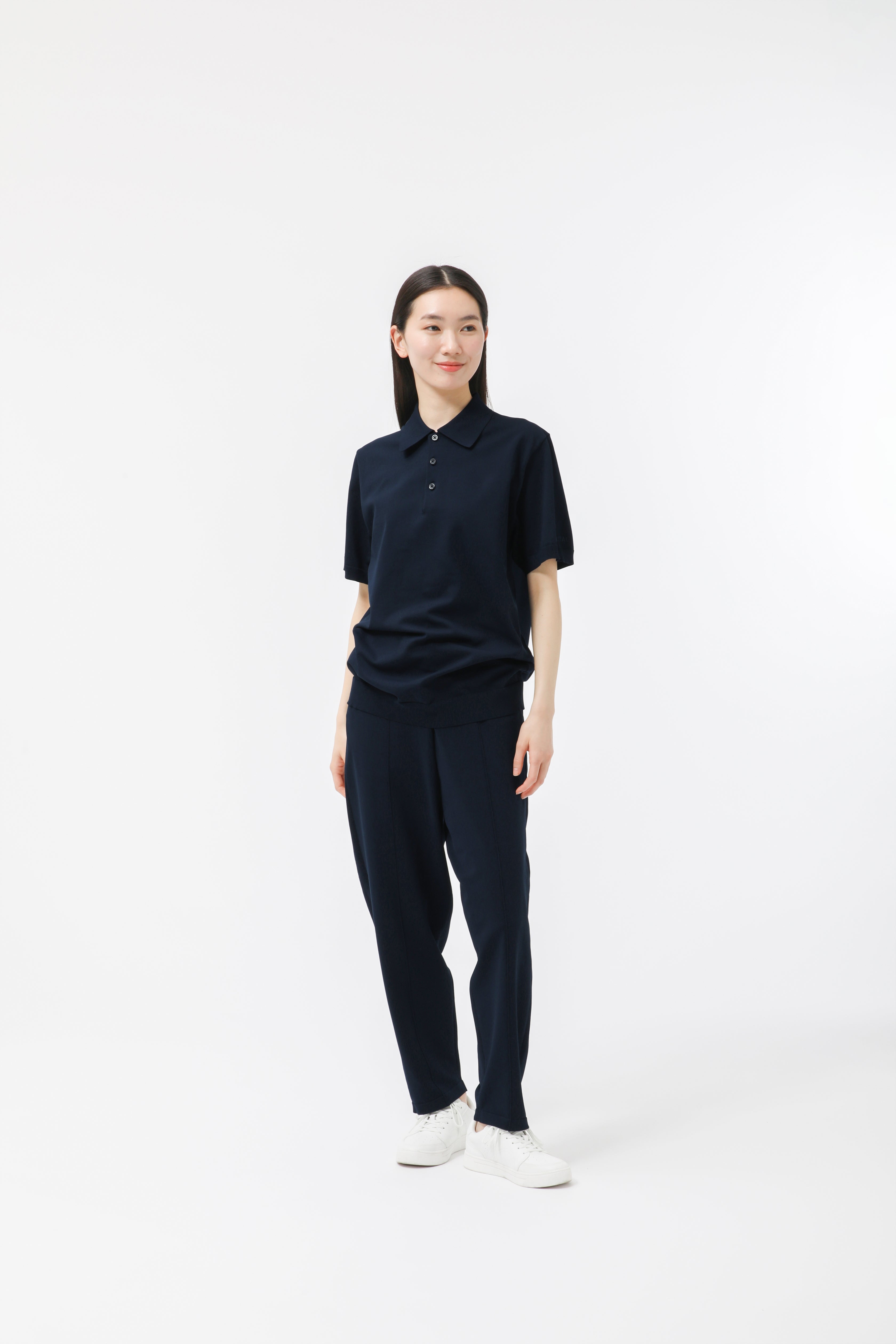 MIGARU Light Knit Short Sleeve Tailored Polo Shirt / Long Pants