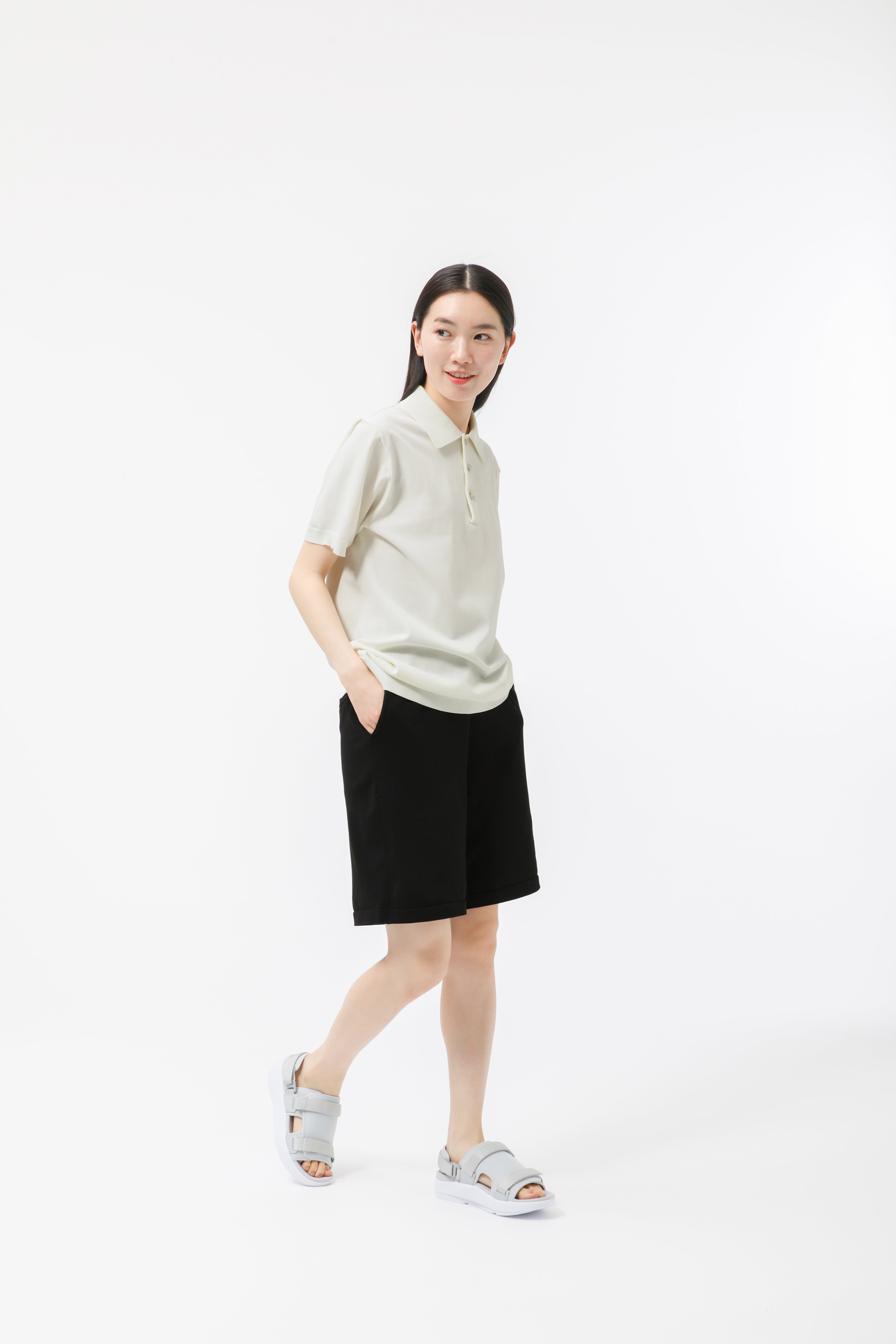 MIGARU Light Knit Short Sleeve Tailored Polo Shirt / Short Pants