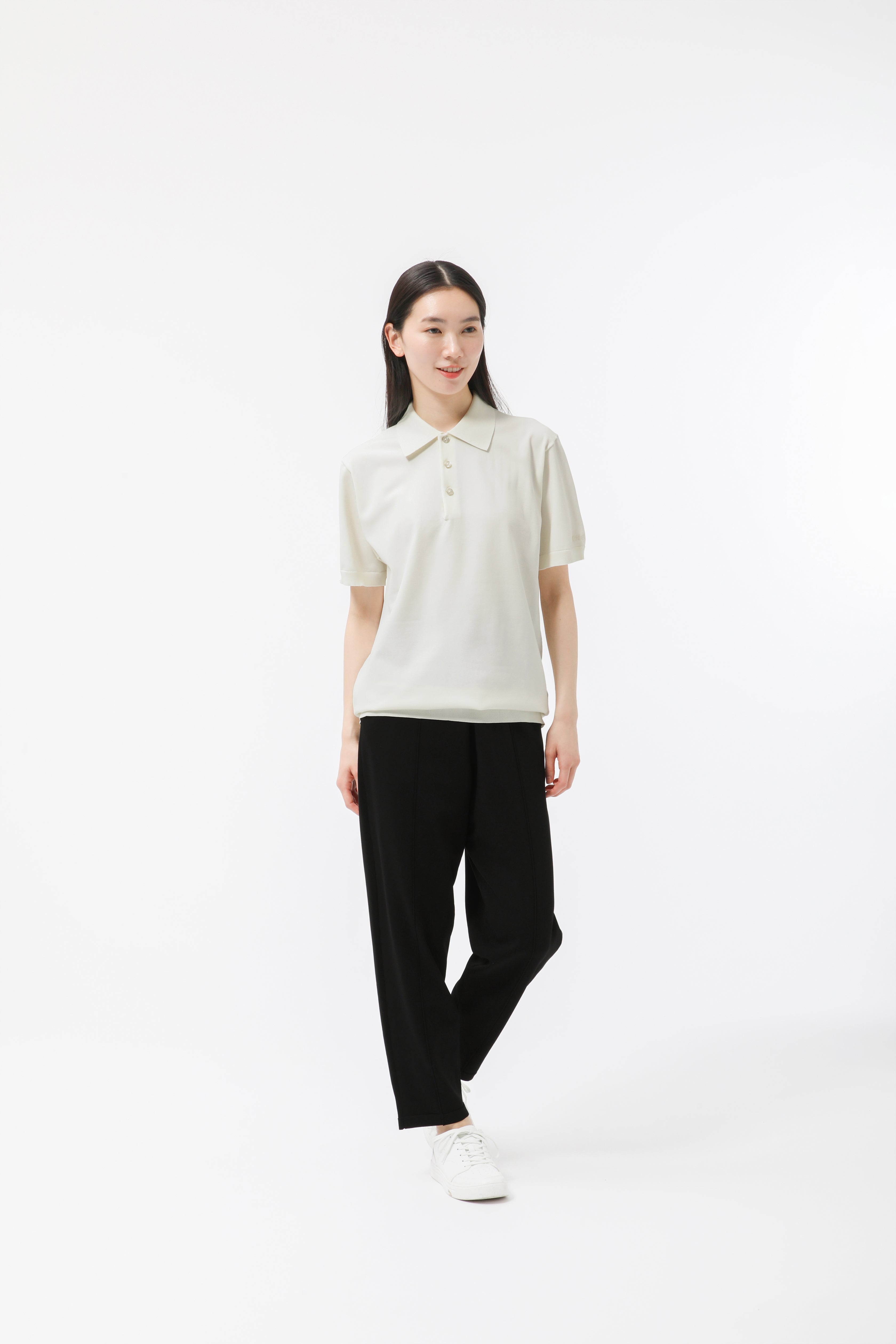 MIGARU Light Knit Short Sleeve Tailored Polo Shirt / Long Pants