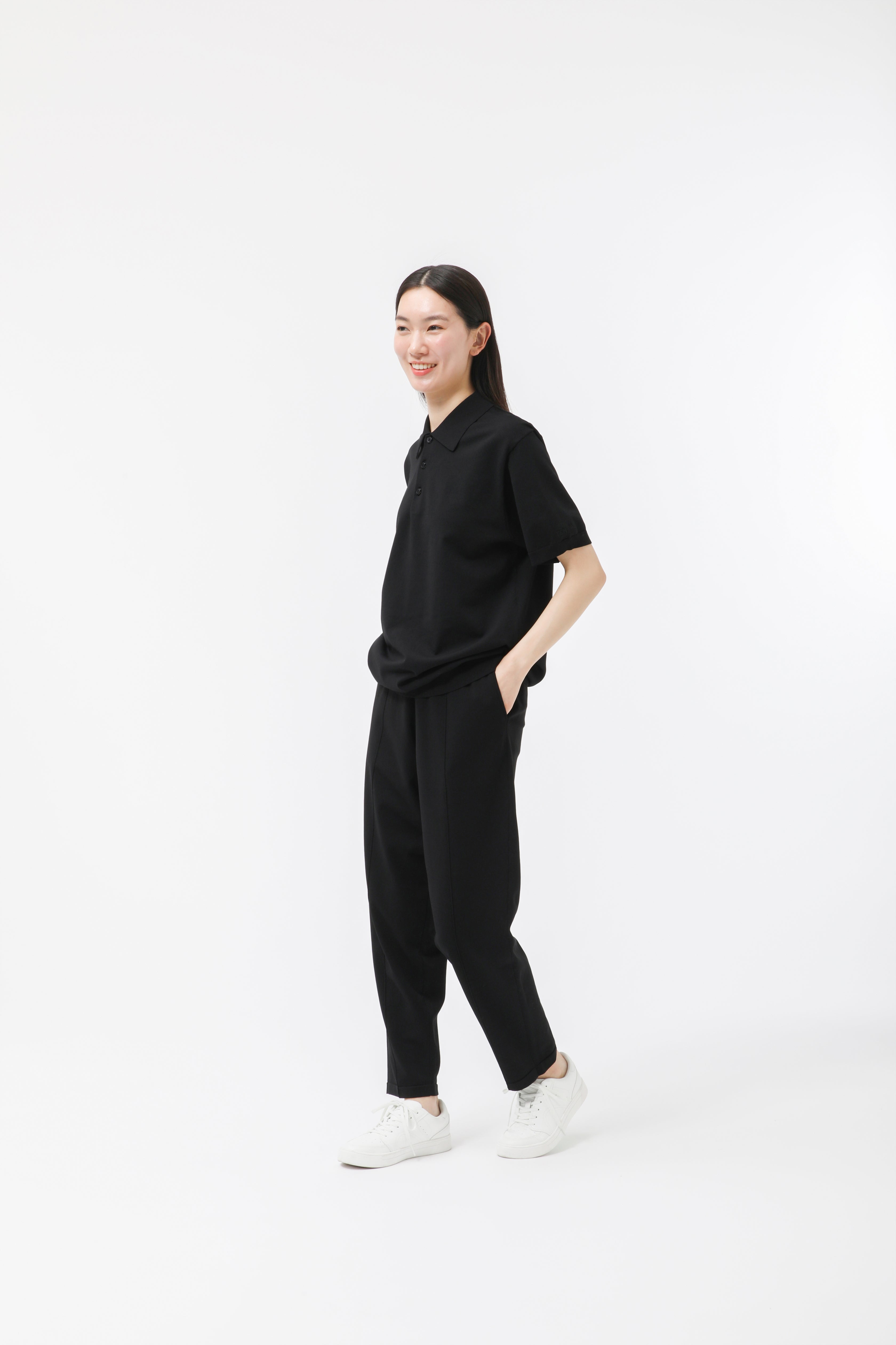 MIGARU Light Knit Short Sleeve Tailored Polo Shirt / Long Pants