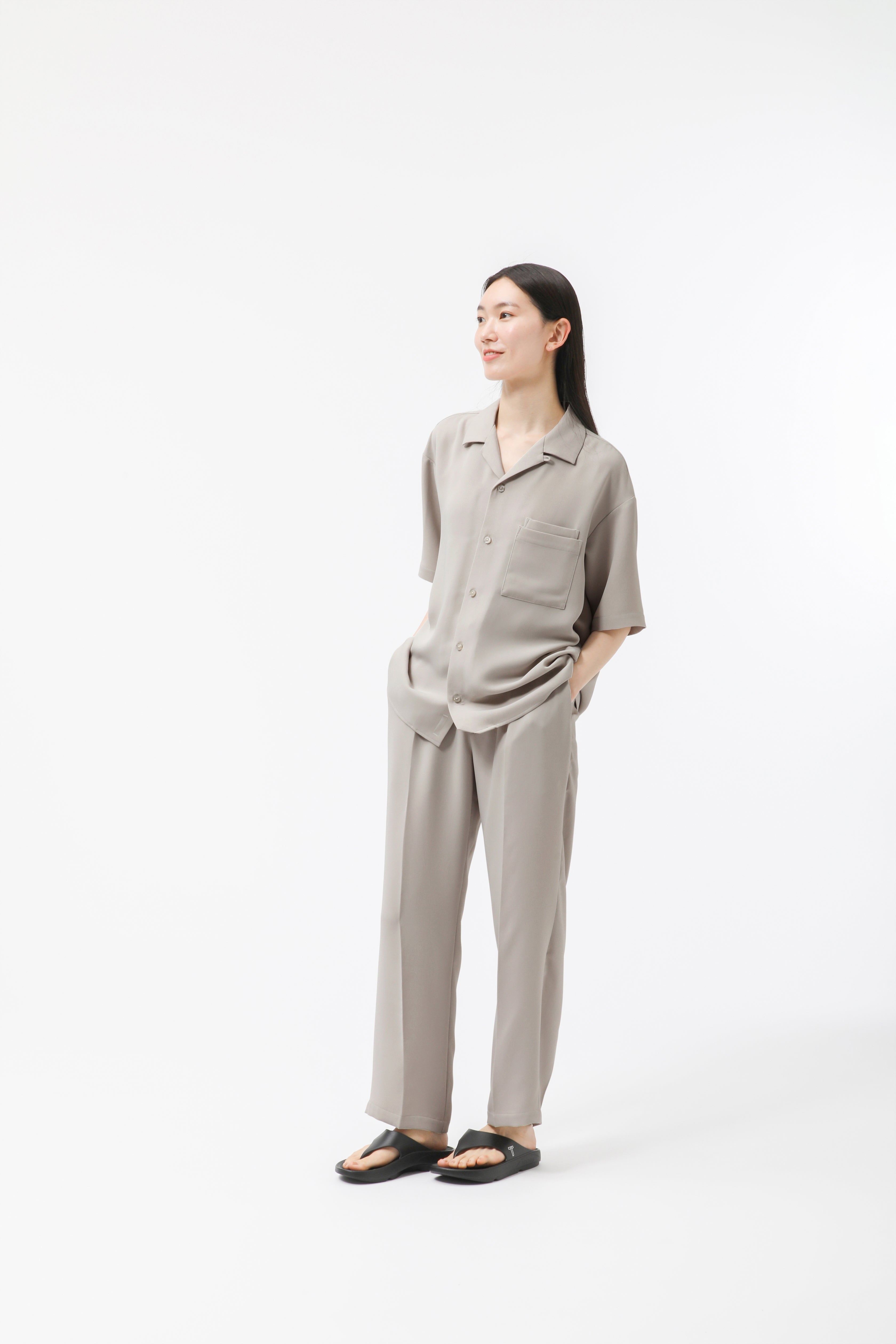 MIGARU Dry Short Sleeve Shirt Open Collar / Long Pants