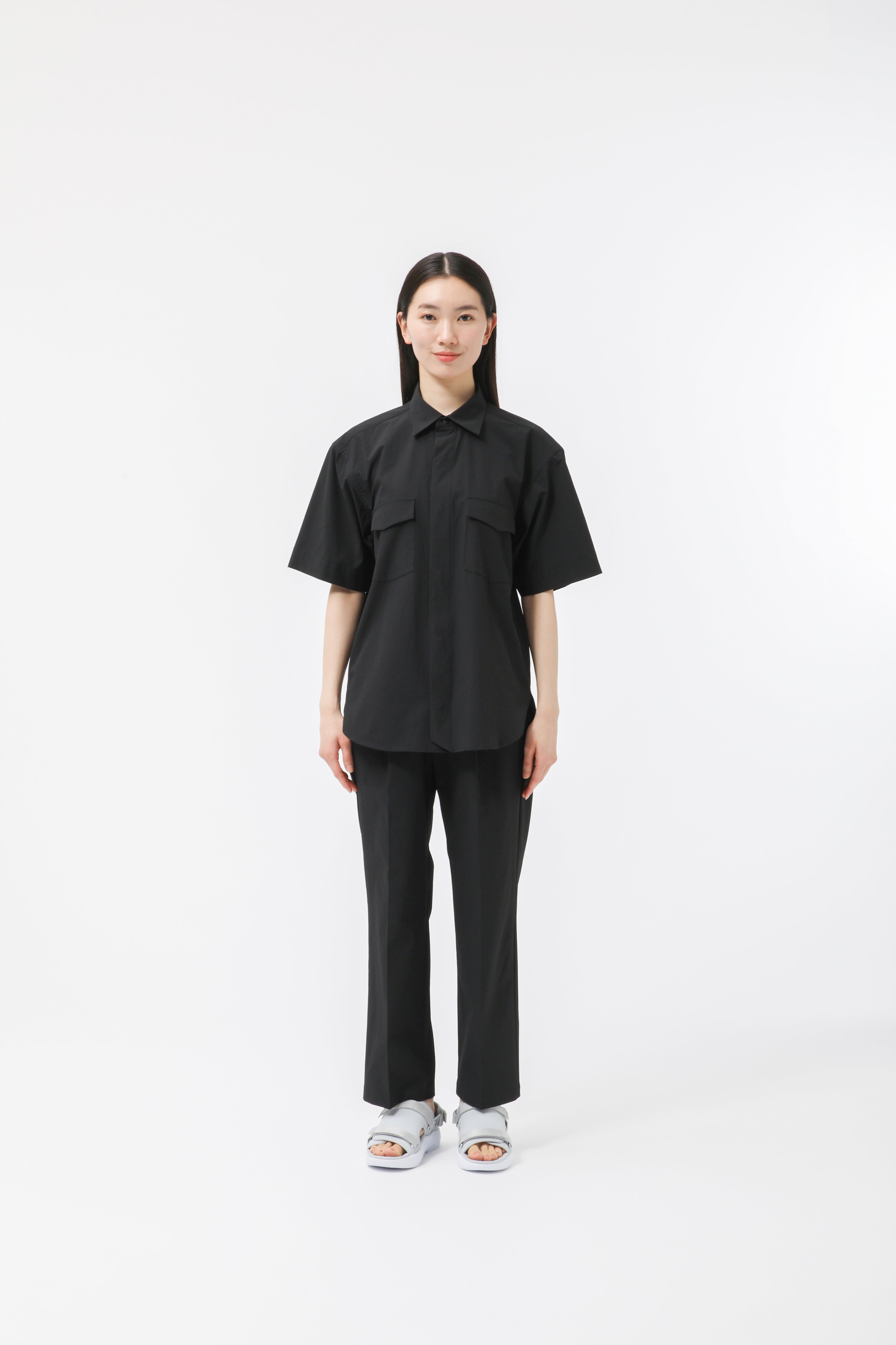 MIGARU Seersucker Short Sleeve Shirt / Long Pants