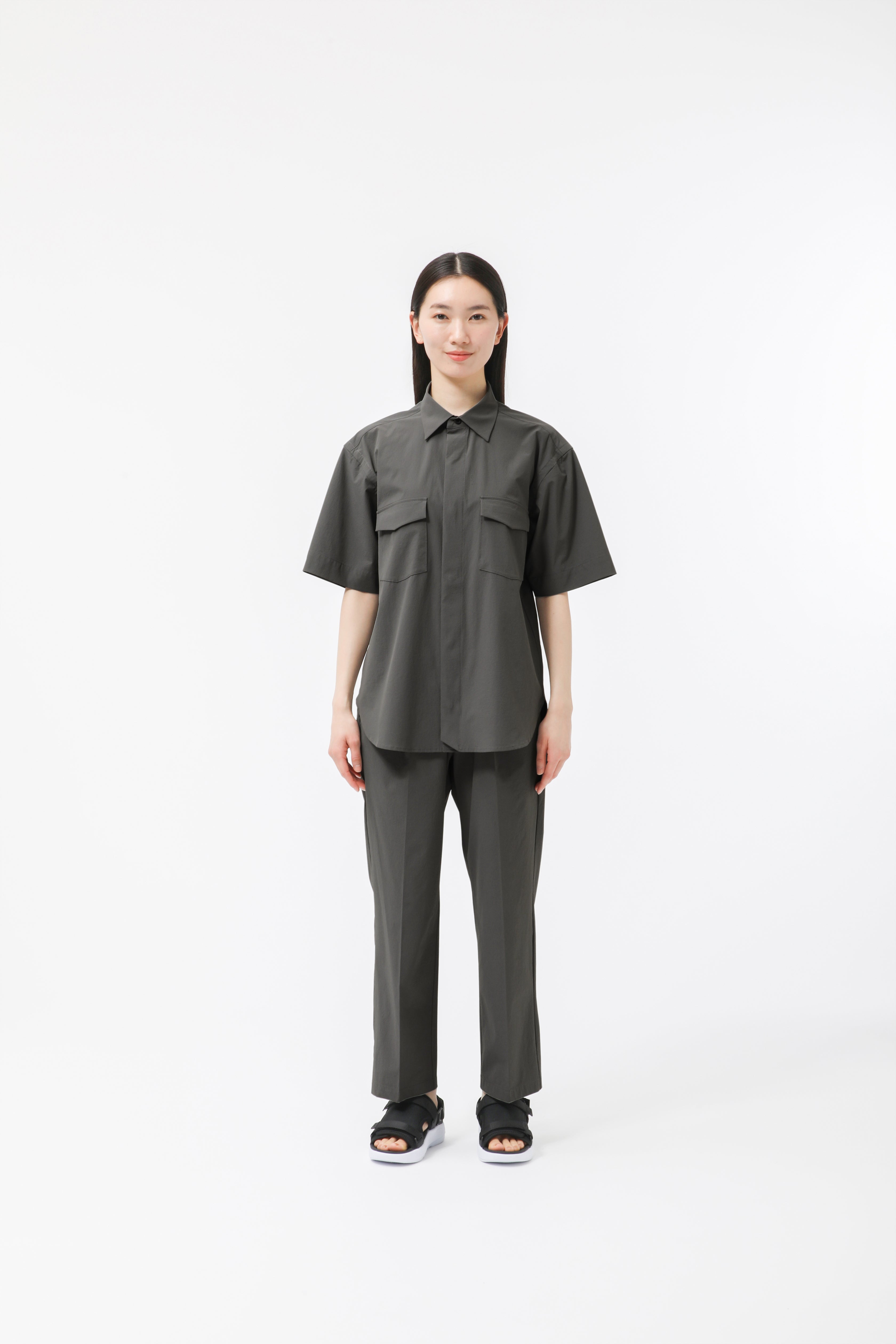 MIGARU Seersucker Short Sleeve Shirt / Long Pants