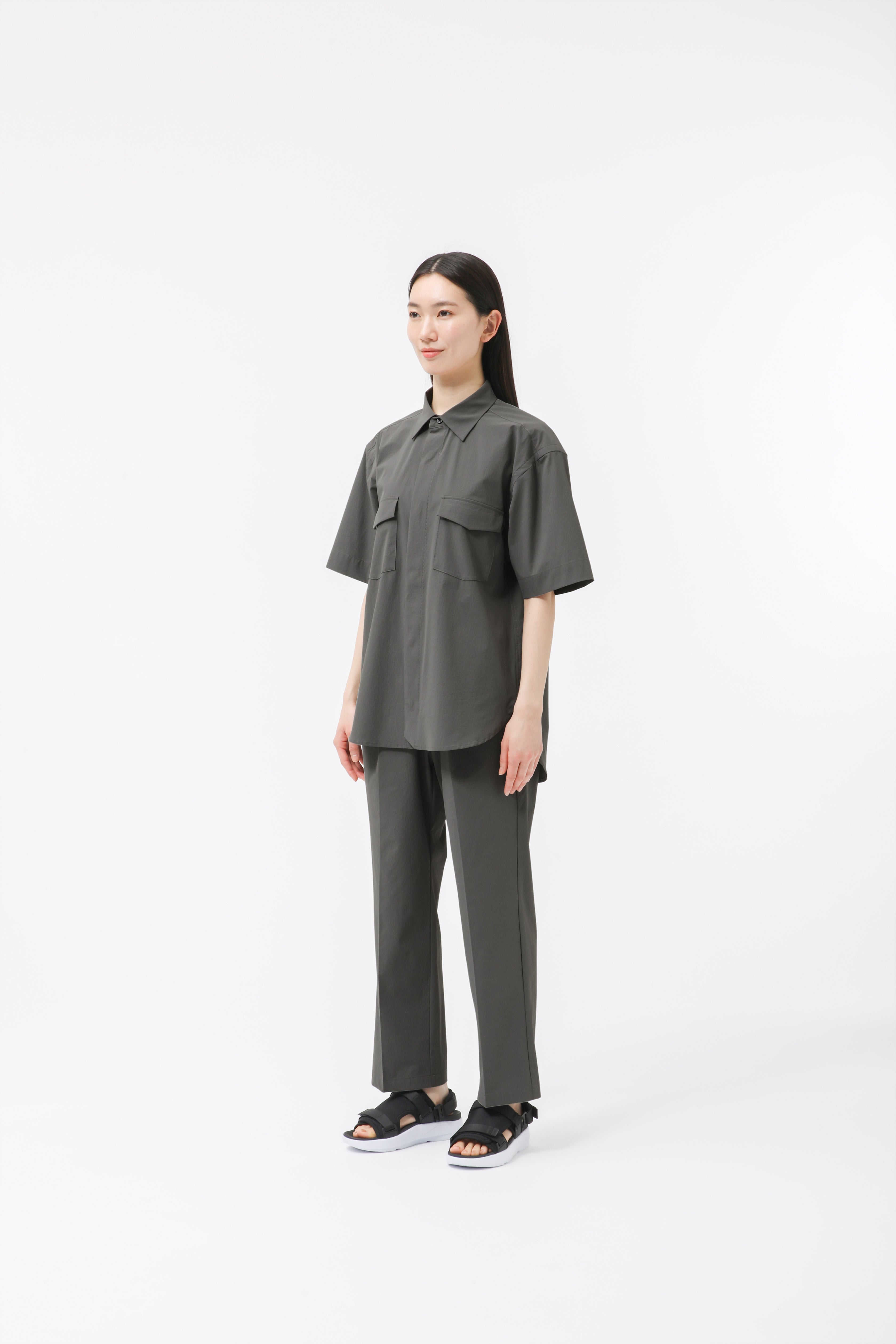 MIGARU Seersucker Short Sleeve Shirt / Long Pants