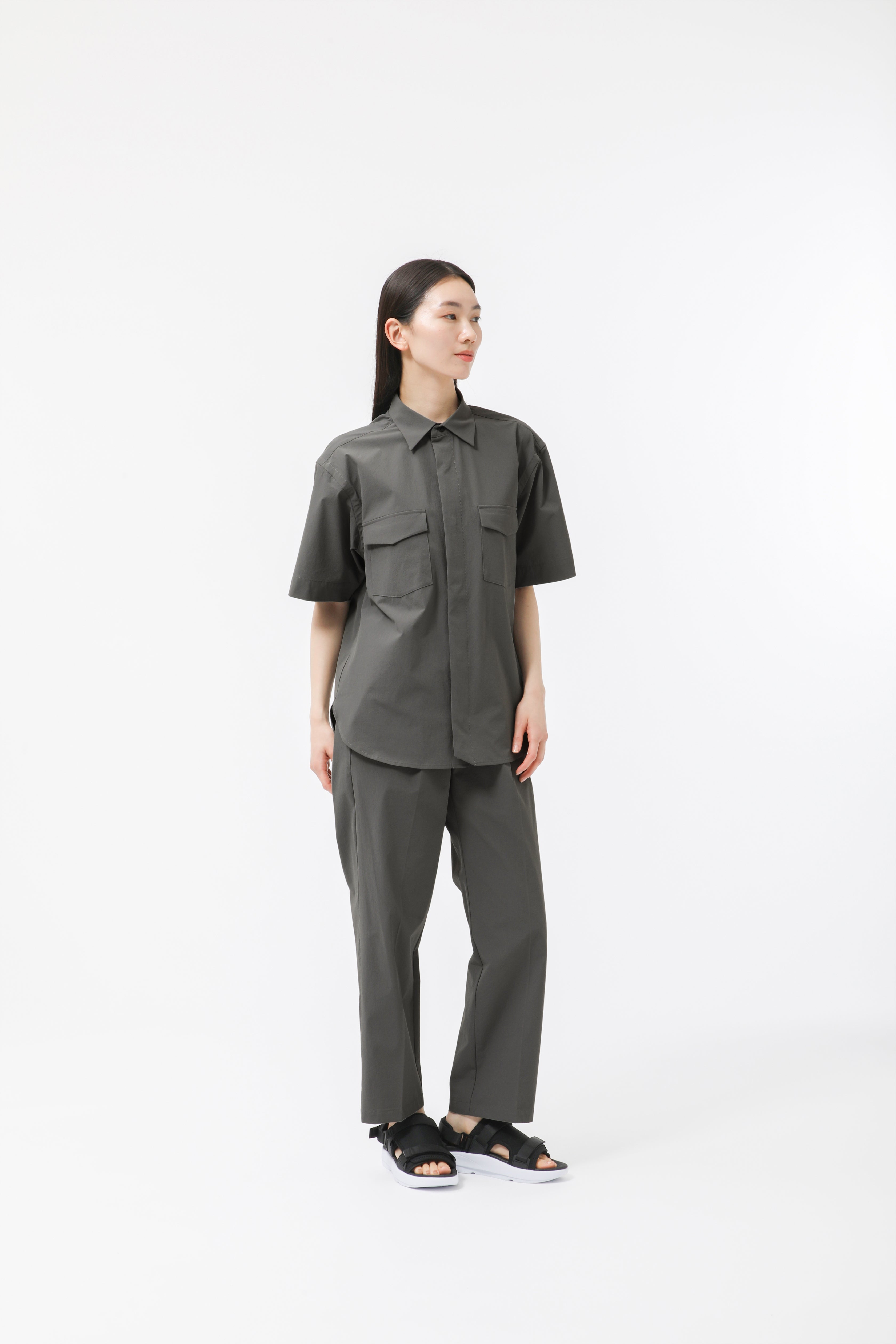 MIGARU Seersucker Short Sleeve Shirt / Long Pants