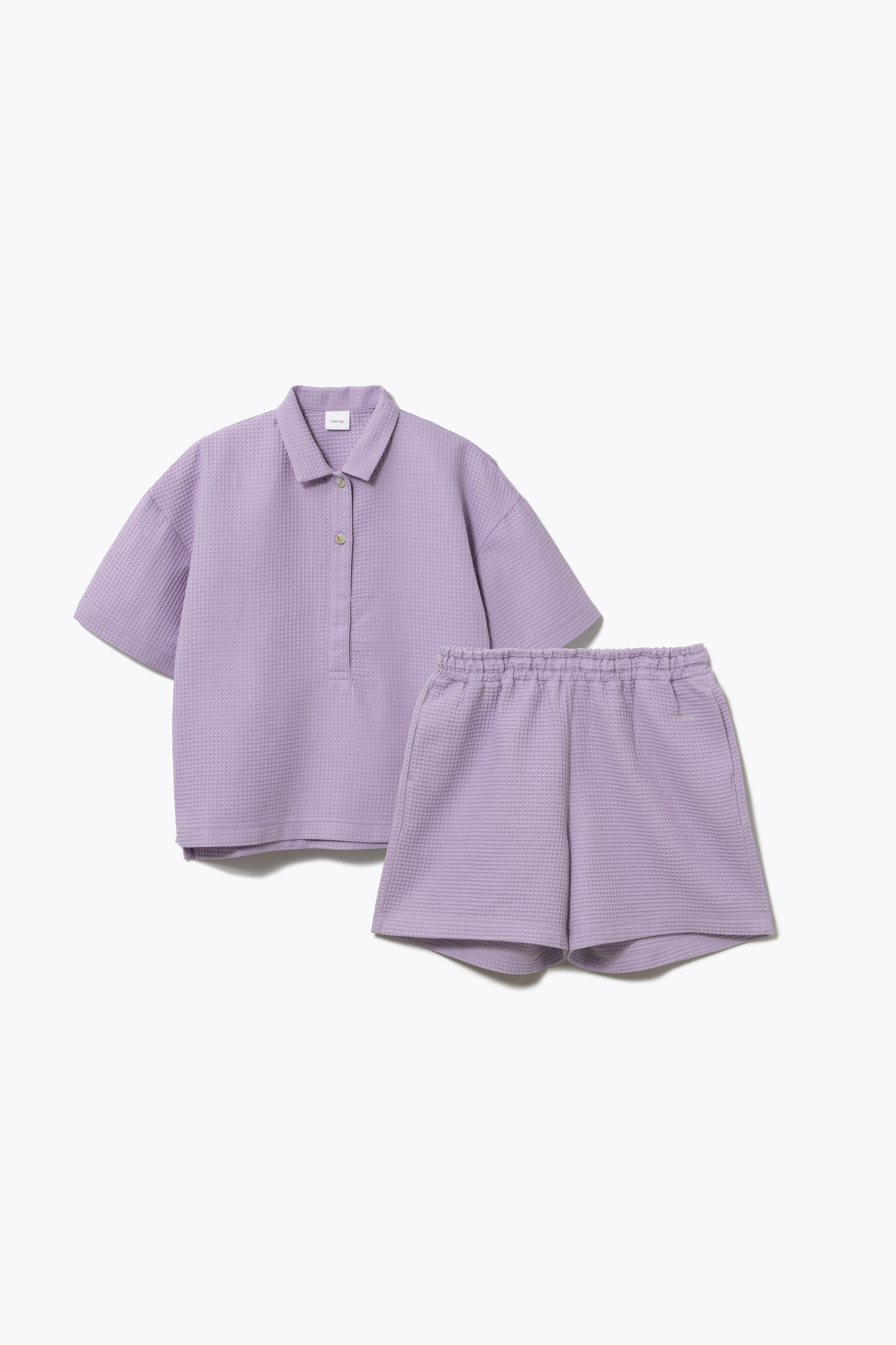 BAKUNE Waffle Women's Short Sleeve Button Down Pullover / Short Pants