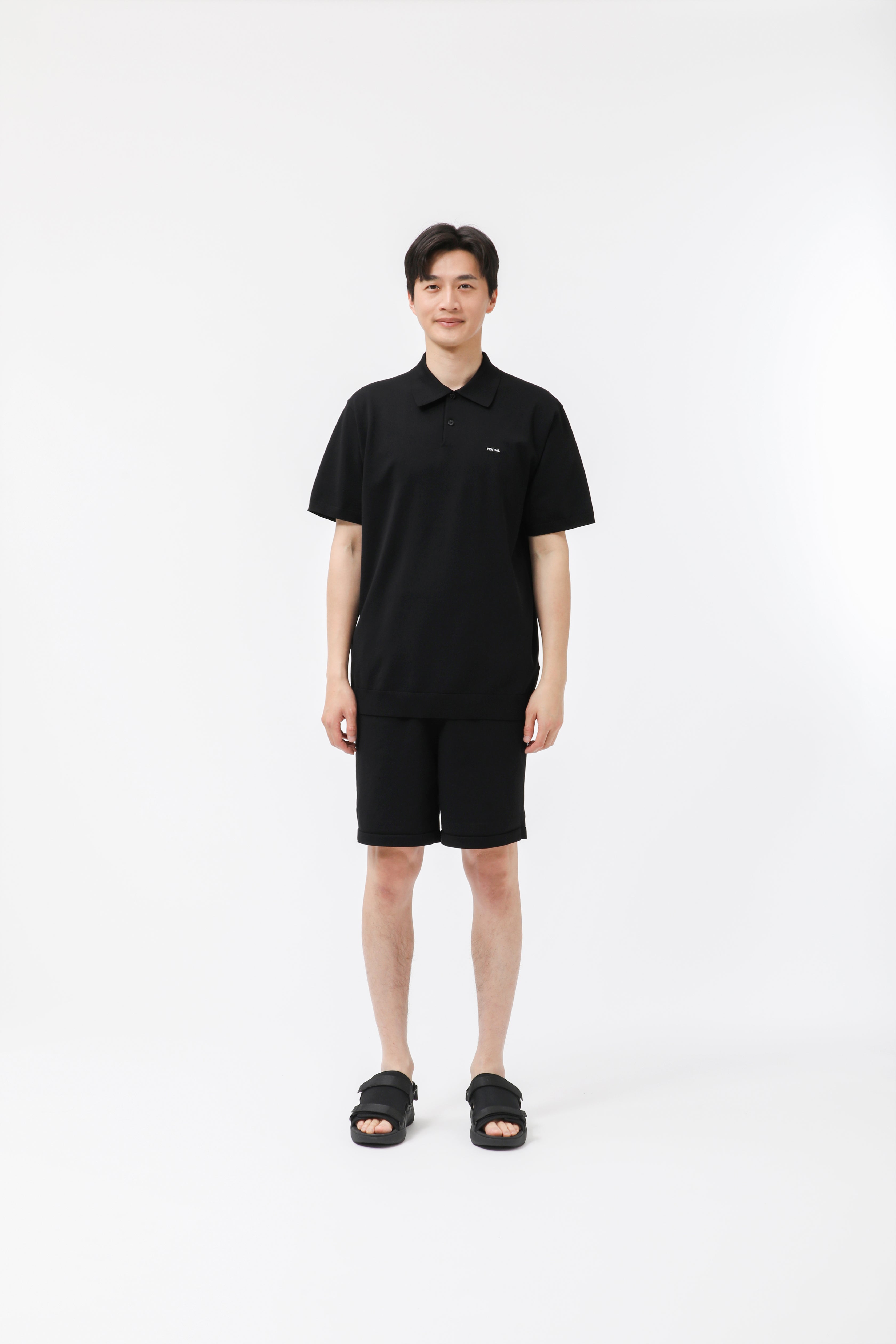 MIGARU Light Knit Short Sleeve Polo Shirt / Short Pants
