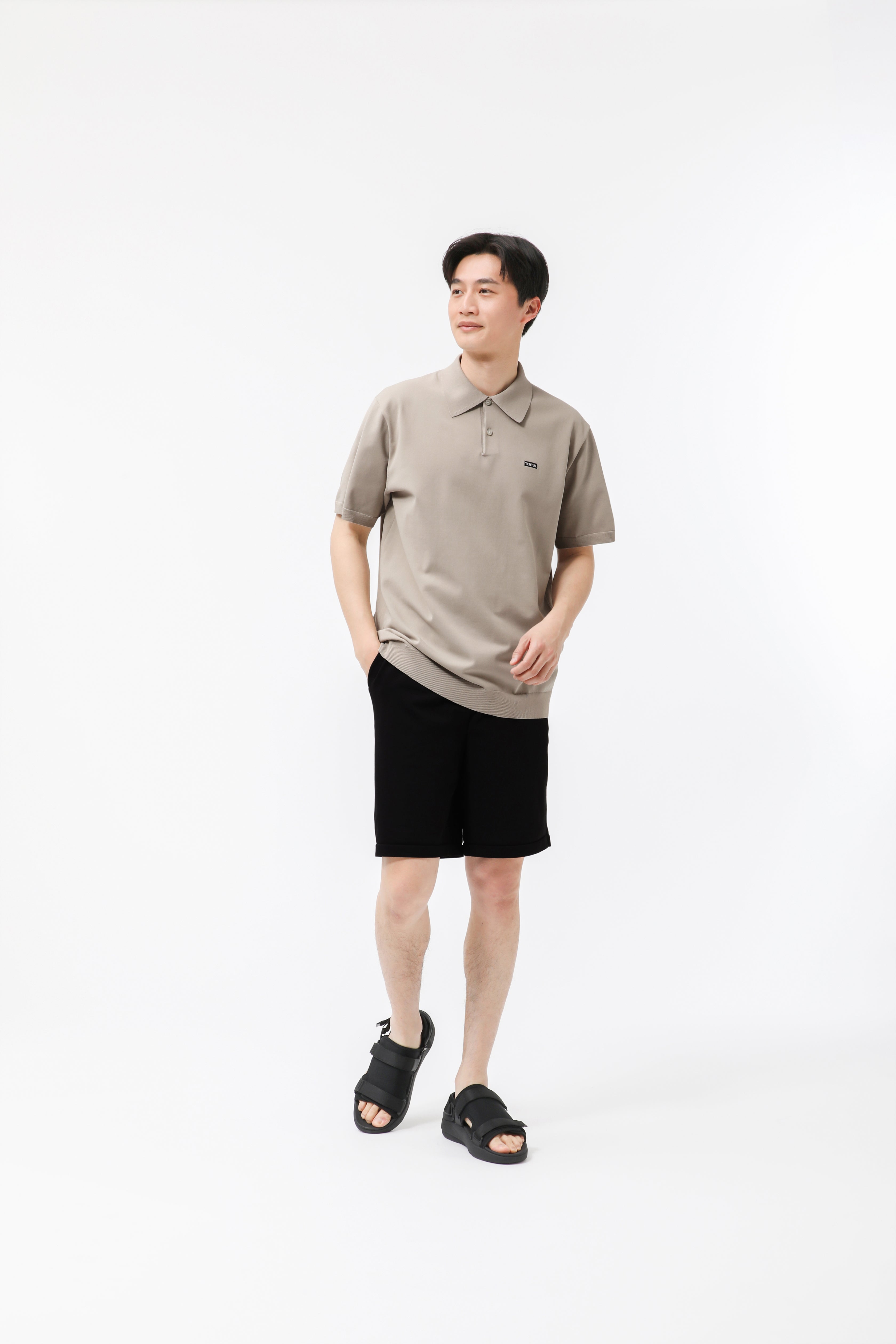 MIGARU Light Knit Short Sleeve Polo Shirt / Short Pants