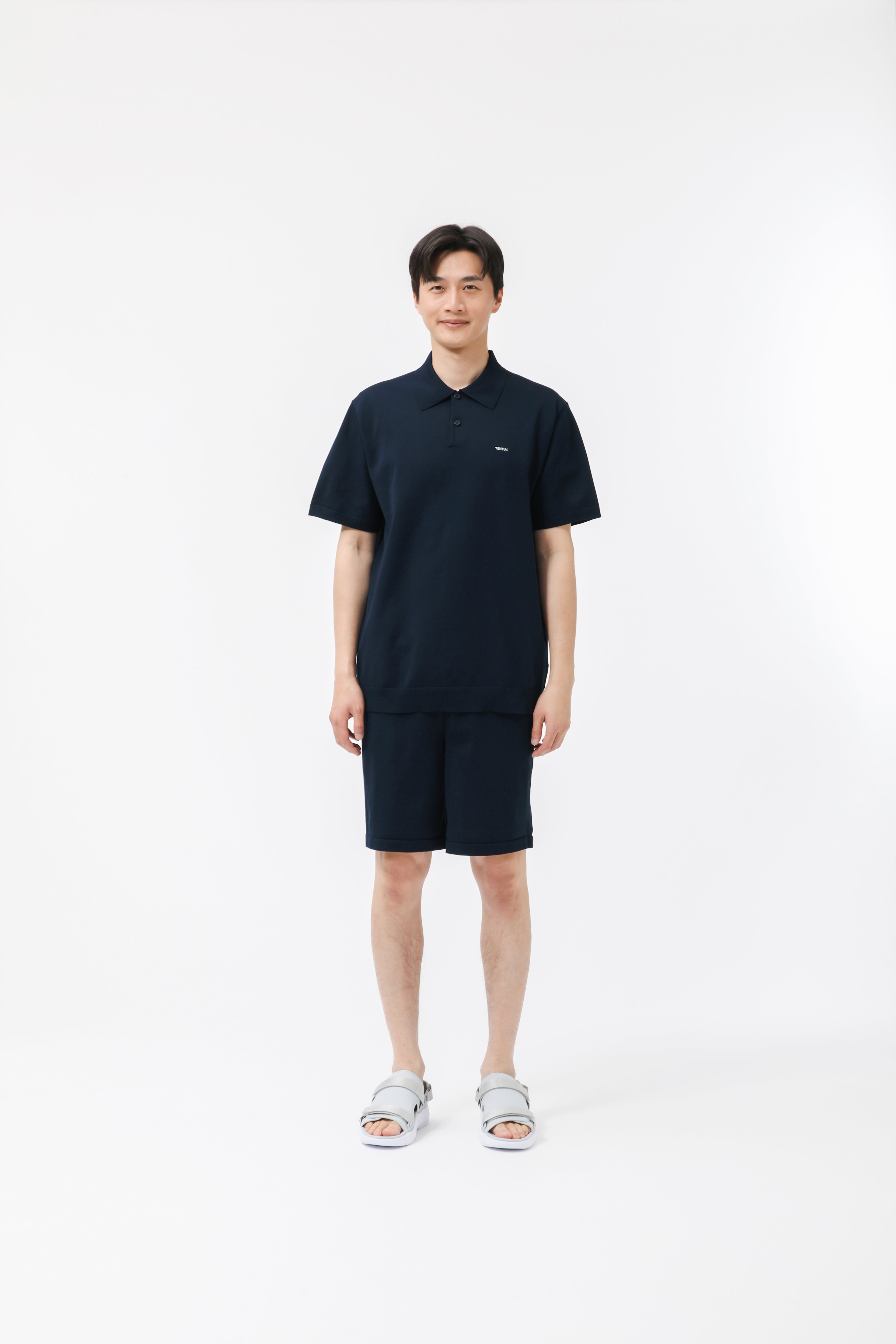 MIGARU Light Knit Short Sleeve Polo Shirt / Short Pants