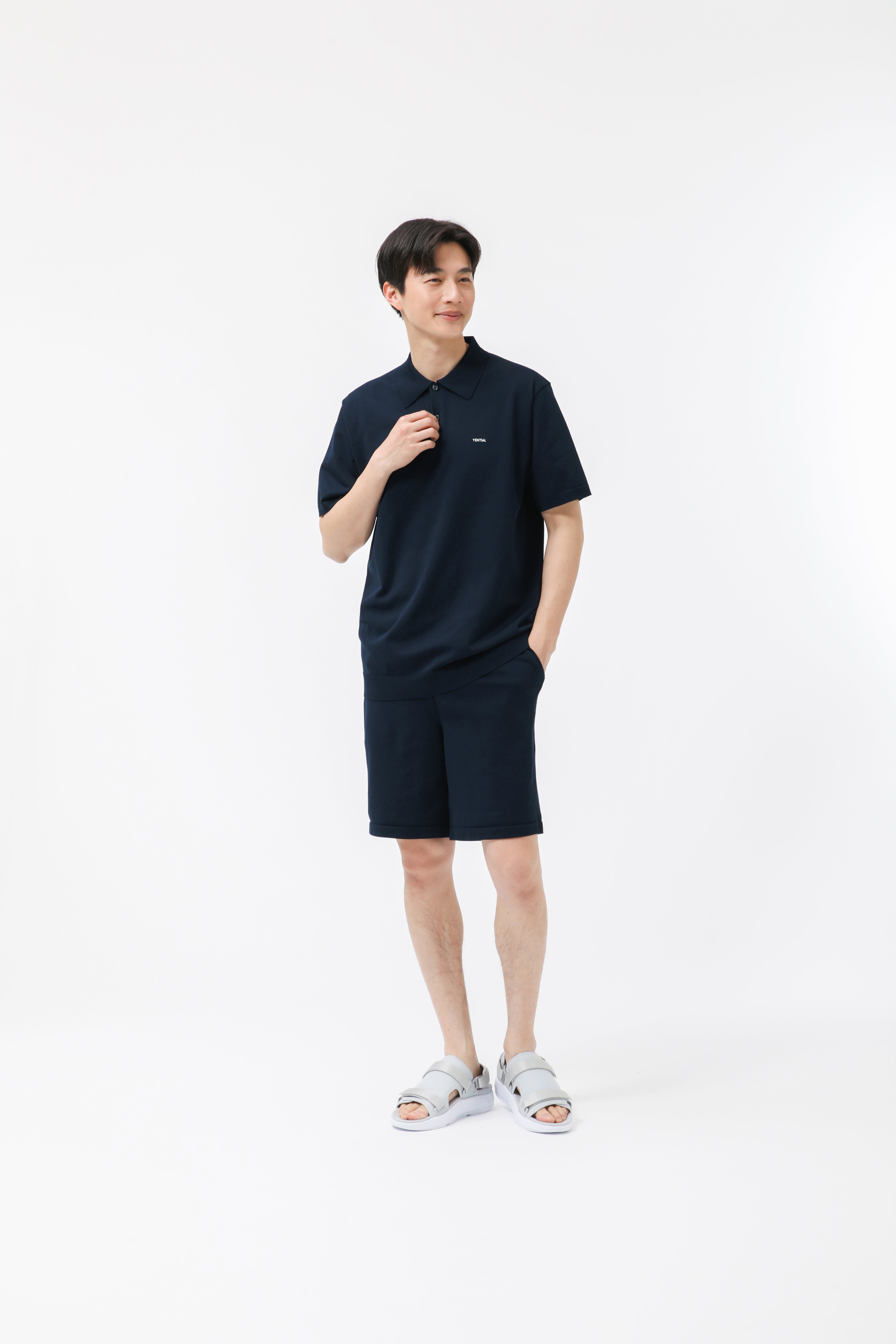 MIGARU Light Knit Short Sleeve Polo Shirt / Short Pants