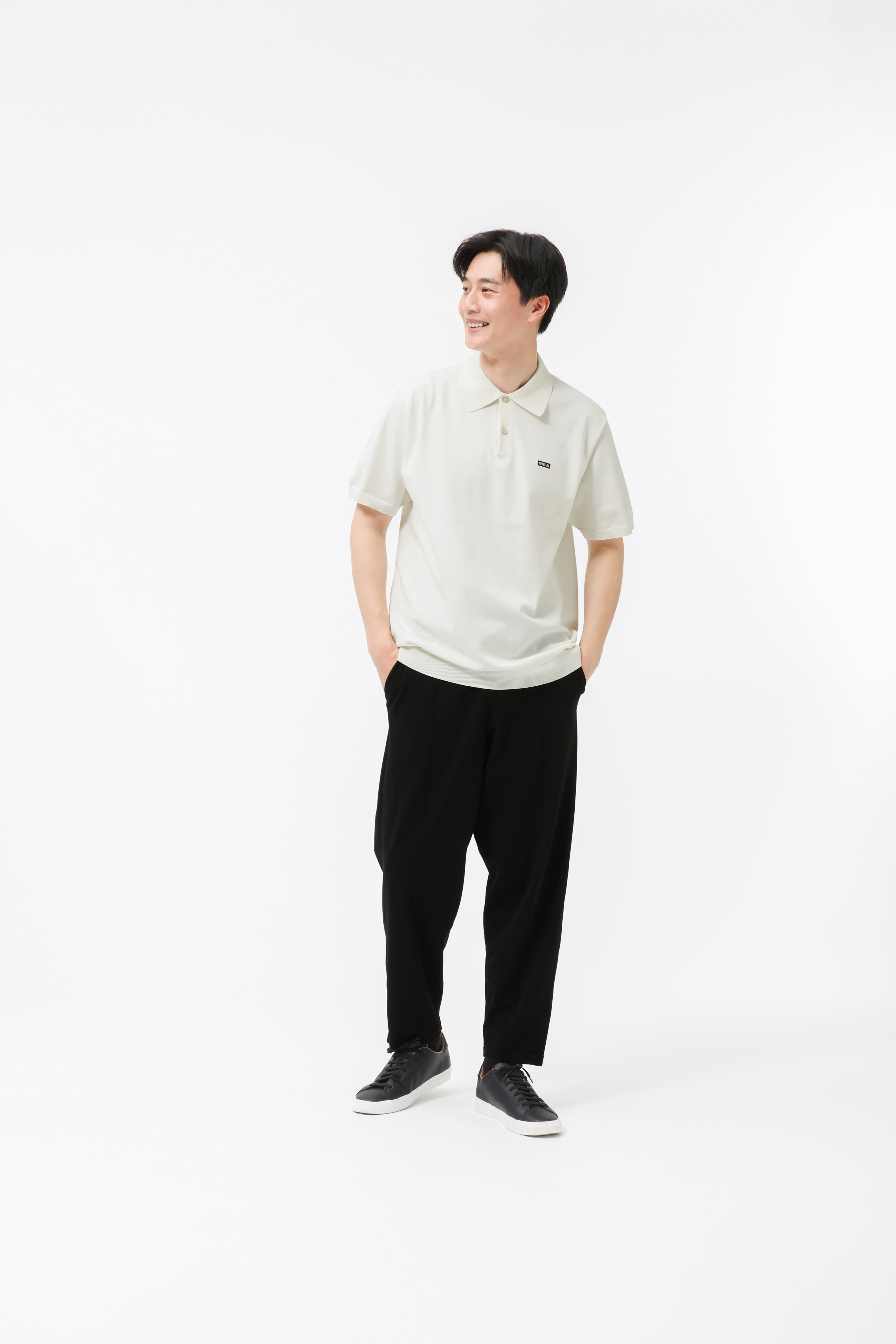 MIGARU Light Knit Short Sleeve Polo Shirt / Long Pants