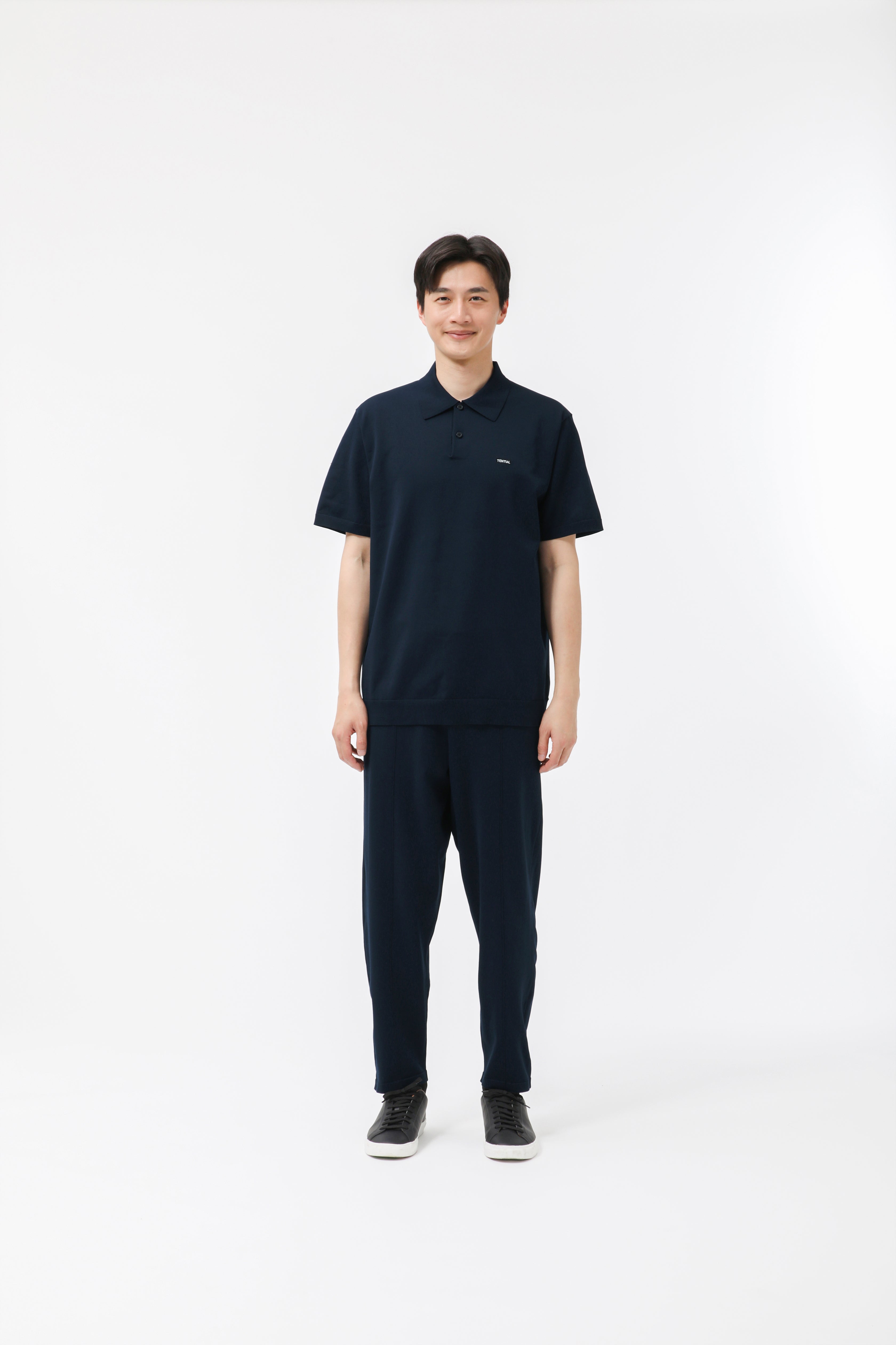 MIGARU Light Knit Short Sleeve Polo Shirt / Long Pants