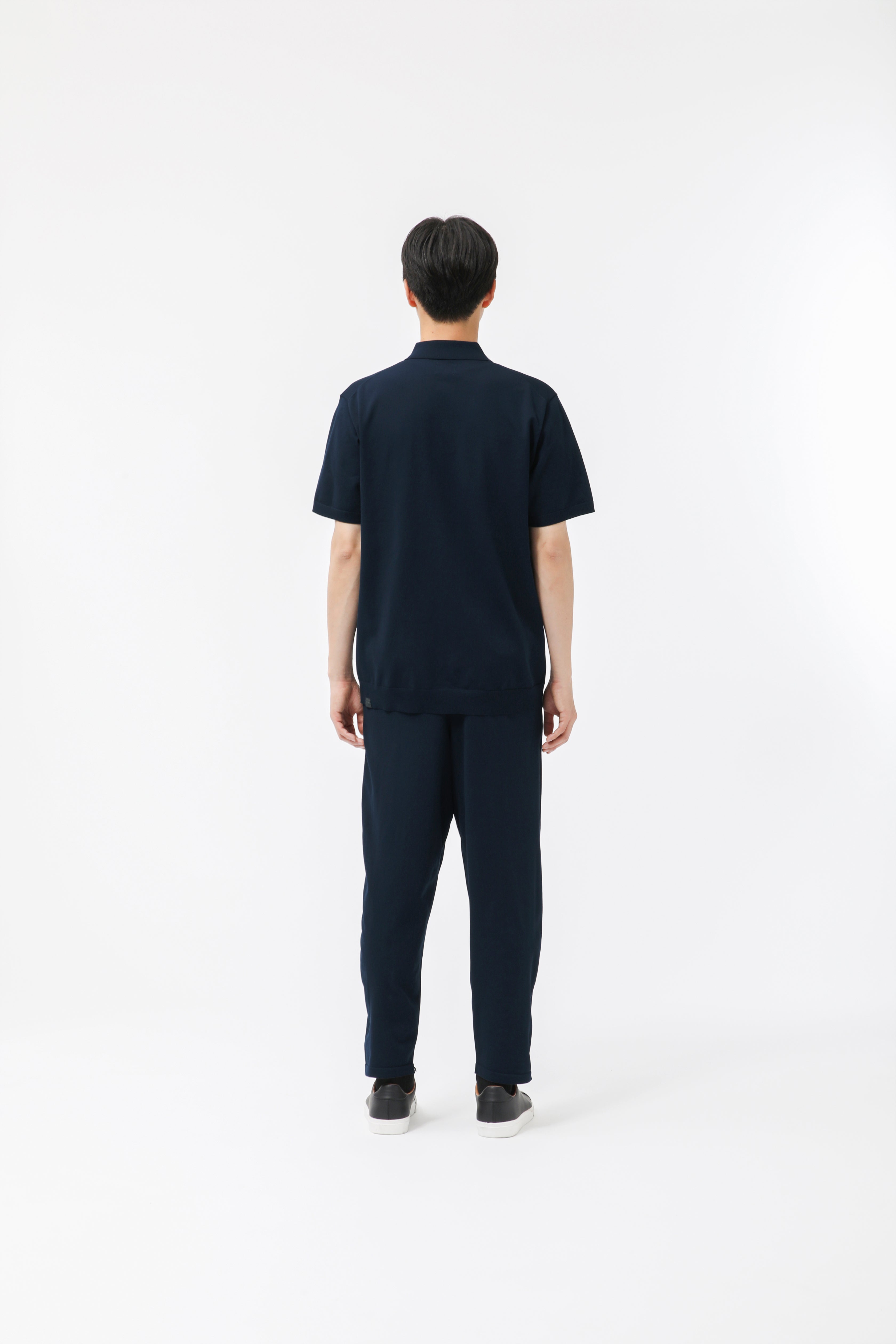 MIGARU Light Knit Short Sleeve Polo Shirt / Long Pants