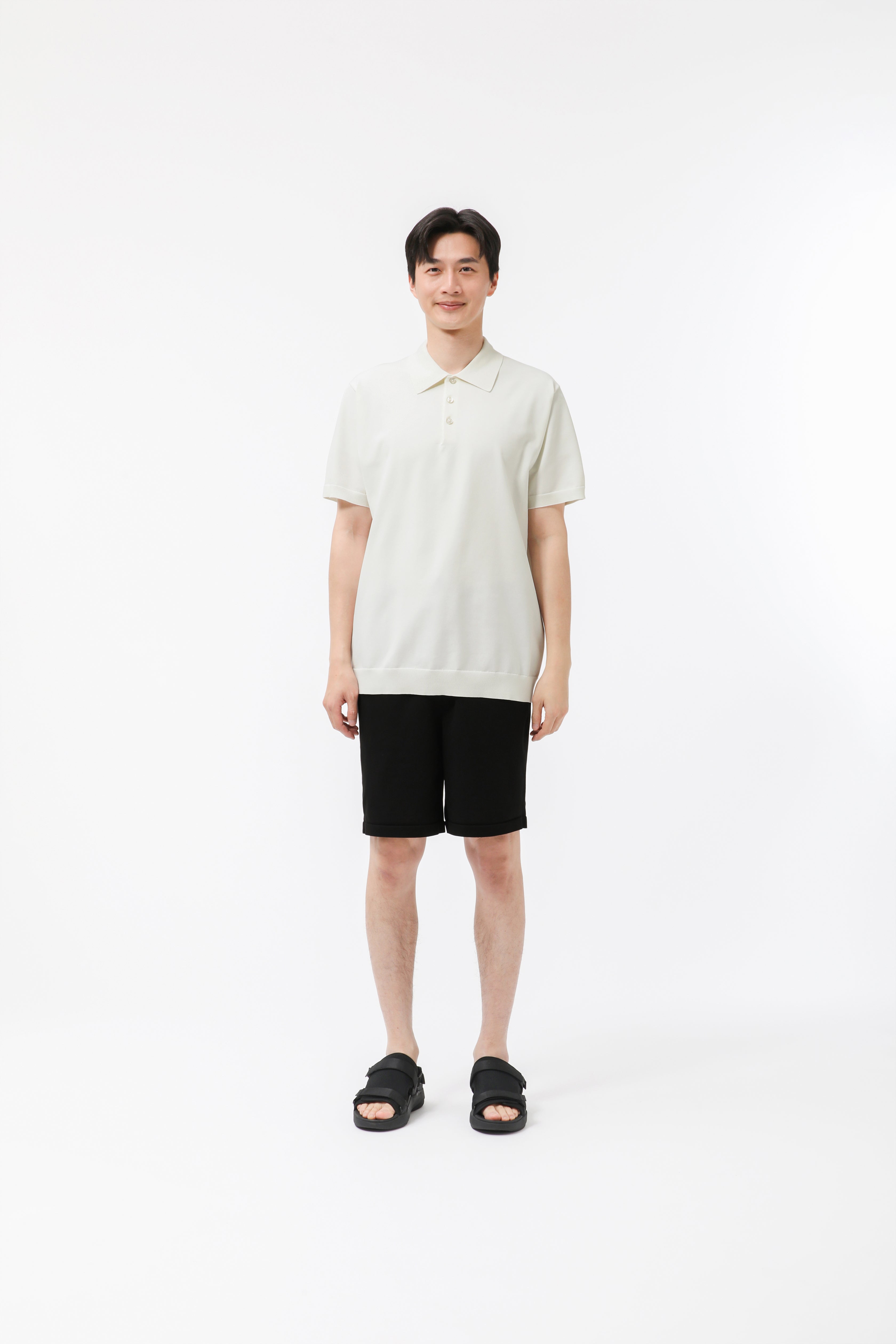 MIGARU Light Knit Short Sleeve Tailored Polo Shirt / Short Pants