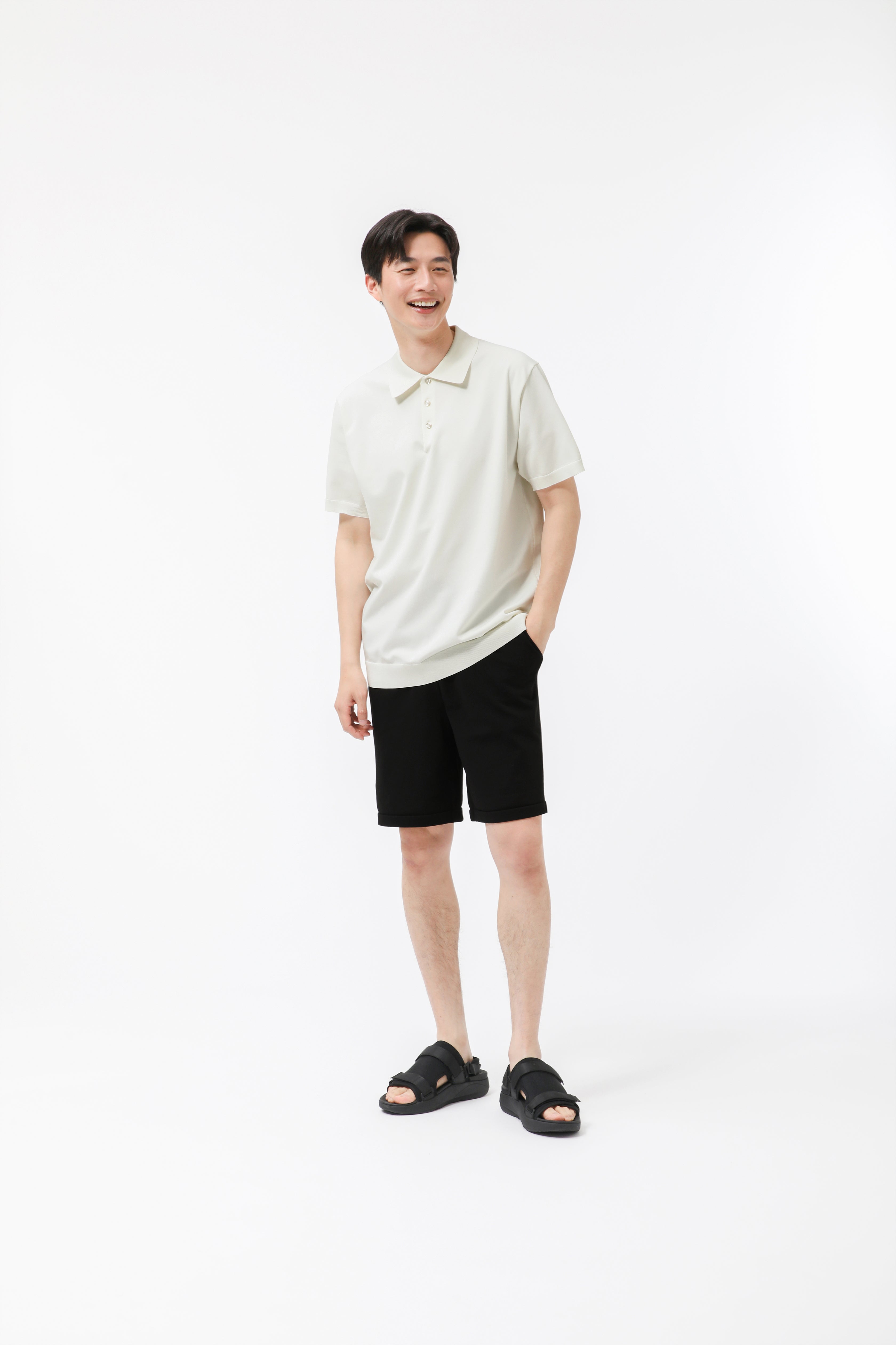 MIGARU Light Knit Short Sleeve Tailored Polo Shirt / Short Pants
