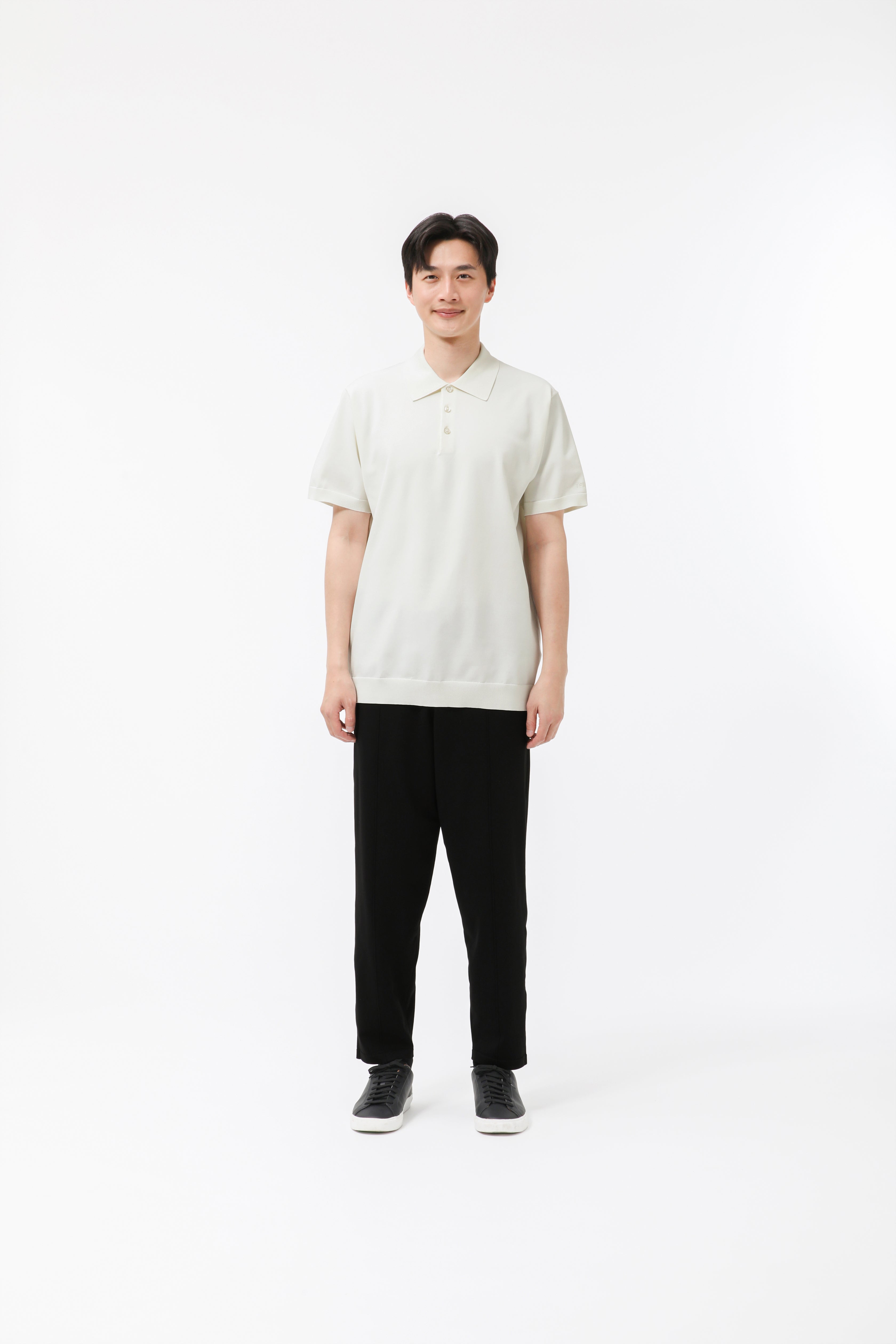 MIGARU Light Knit Short Sleeve Tailored Polo Shirt / Long Pants