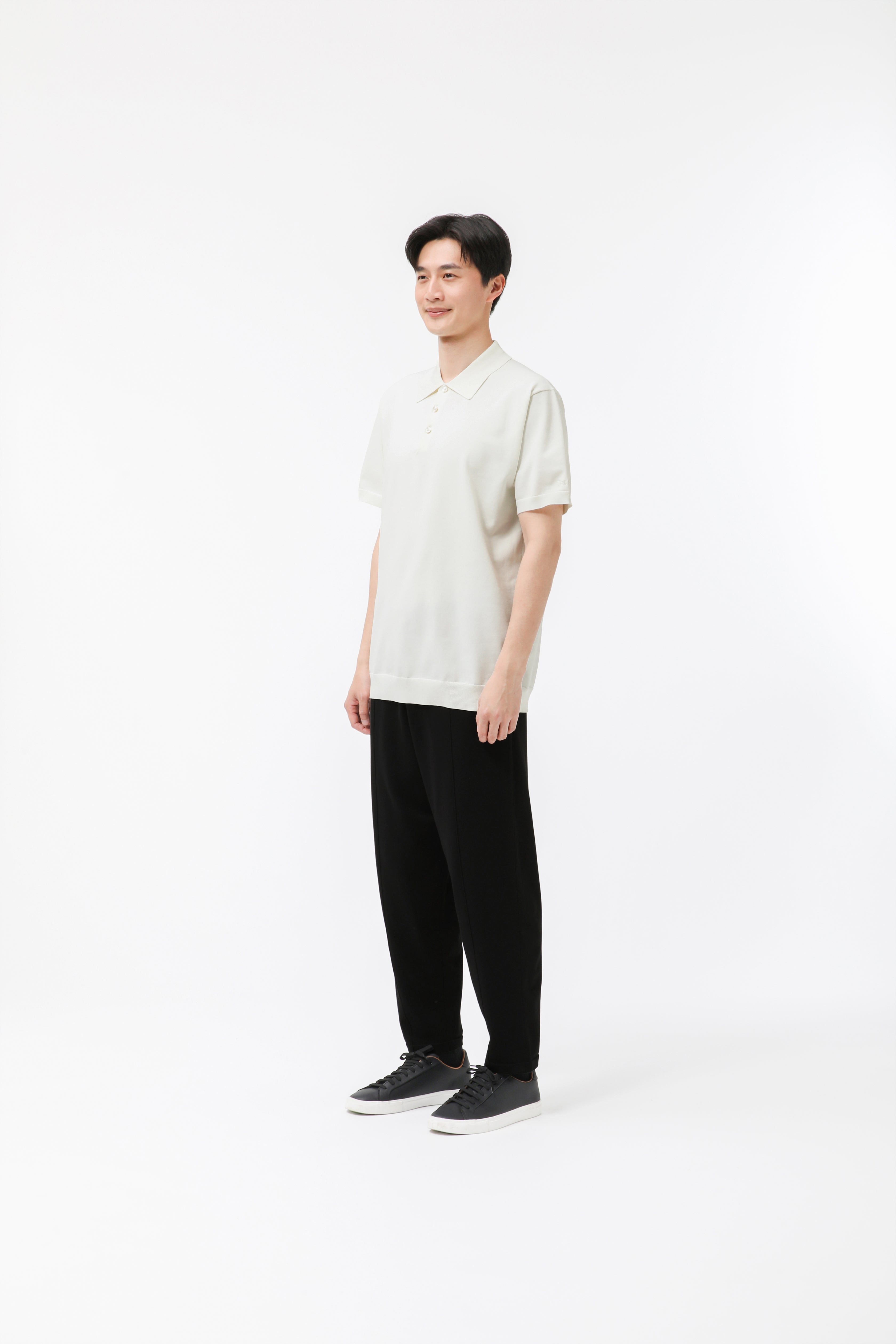 MIGARU Light Knit Short Sleeve Tailored Polo Shirt / Long Pants
