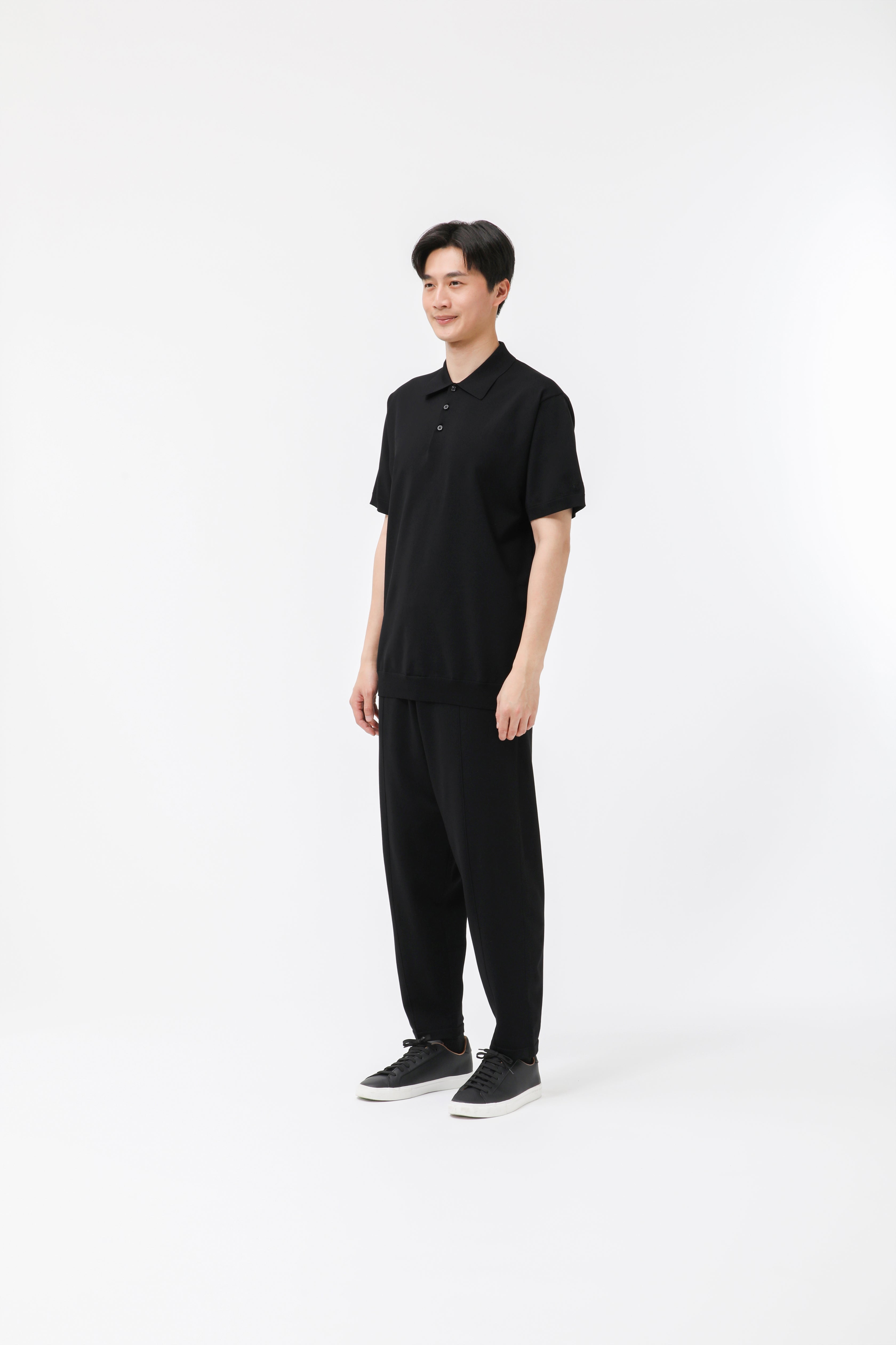 MIGARU Light Knit Short Sleeve Tailored Polo Shirt / Long Pants