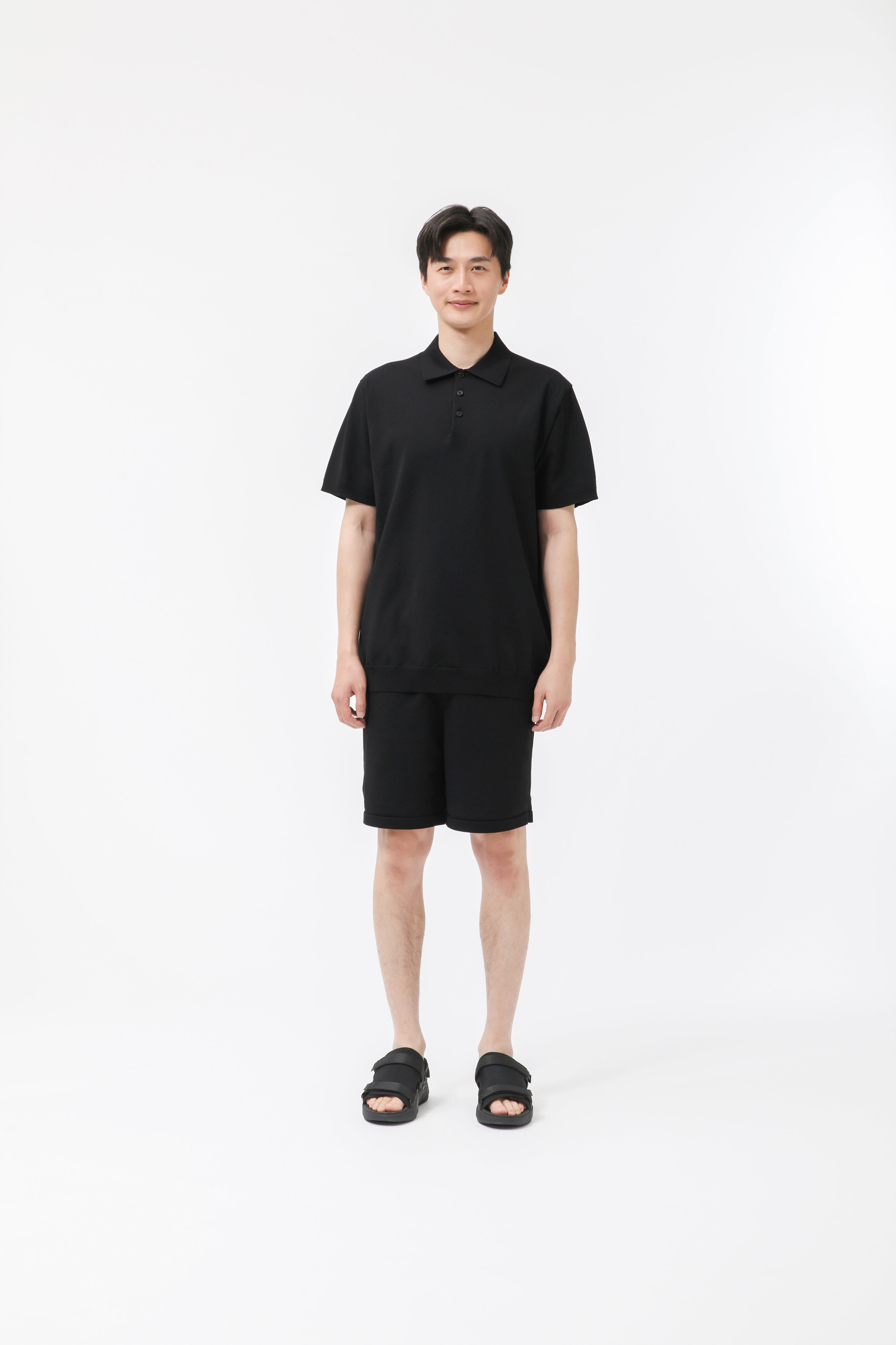 MIGARU Light Knit Short Sleeve Tailored Polo Shirt / Short Pants