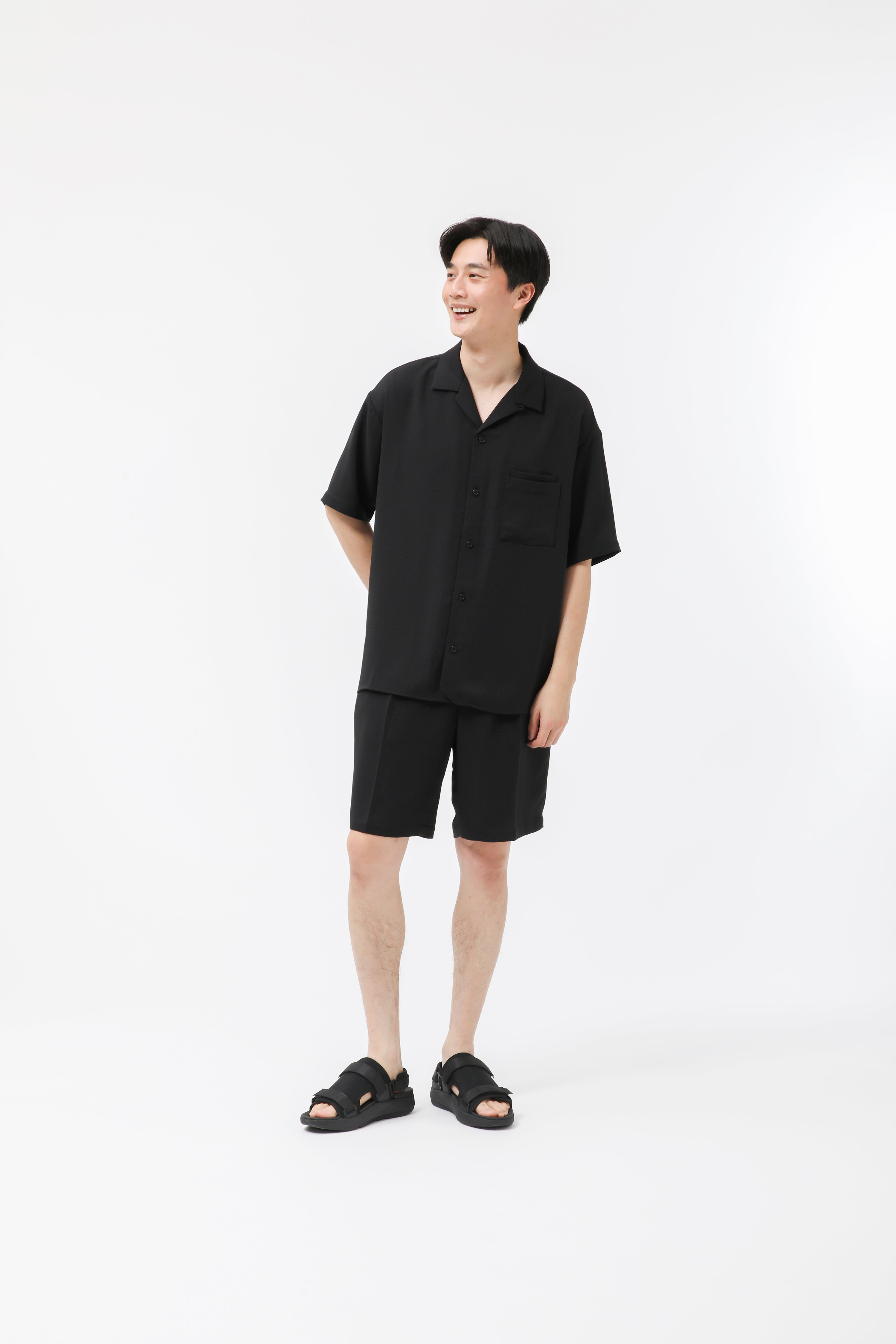 MIGARU Dry Short Sleeve Shirt Open Collar / Long Pants