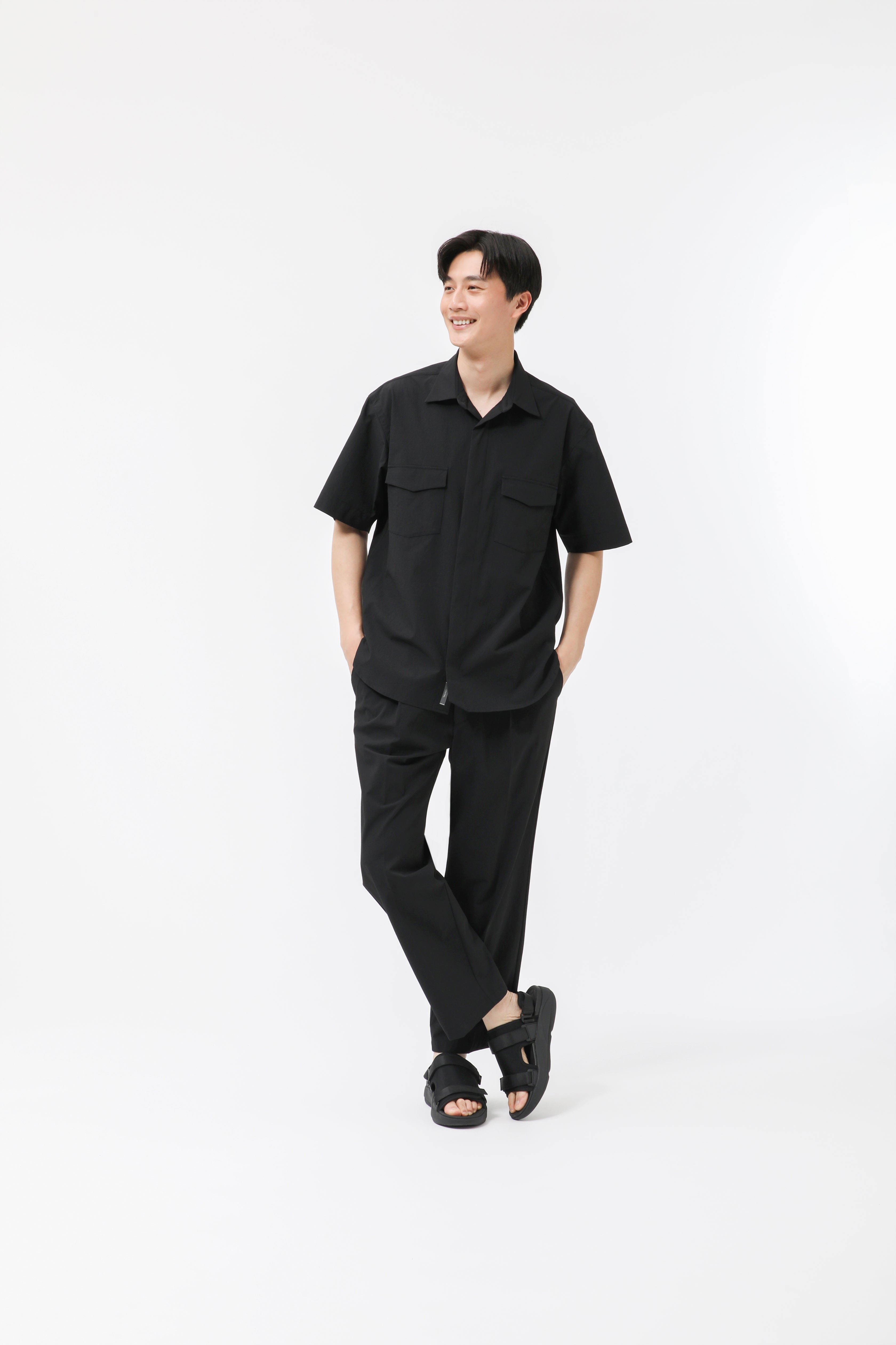 MIGARU Seersucker Short Sleeve Shirt / Long Pants