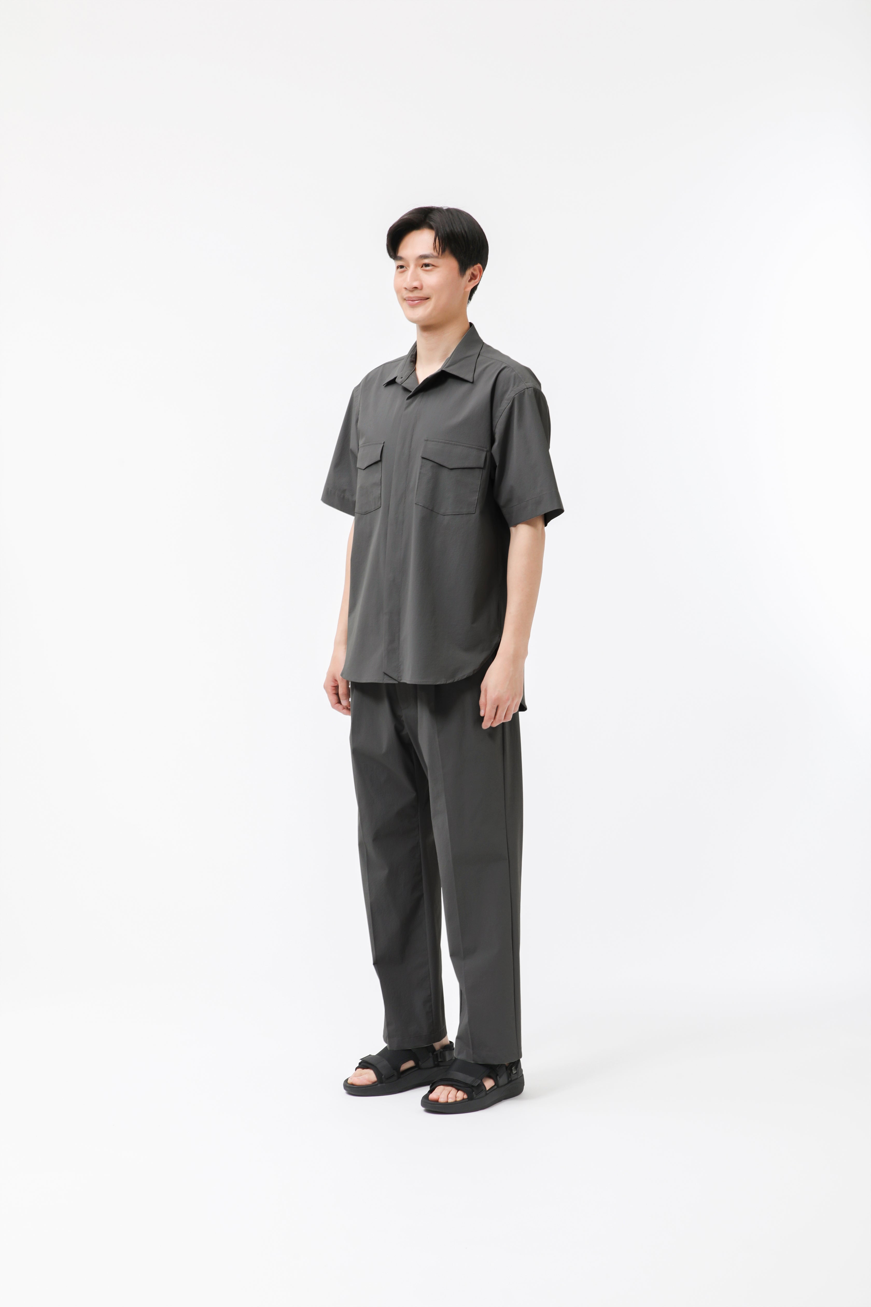 MIGARU Seersucker Short Sleeve Shirt / Long Pants