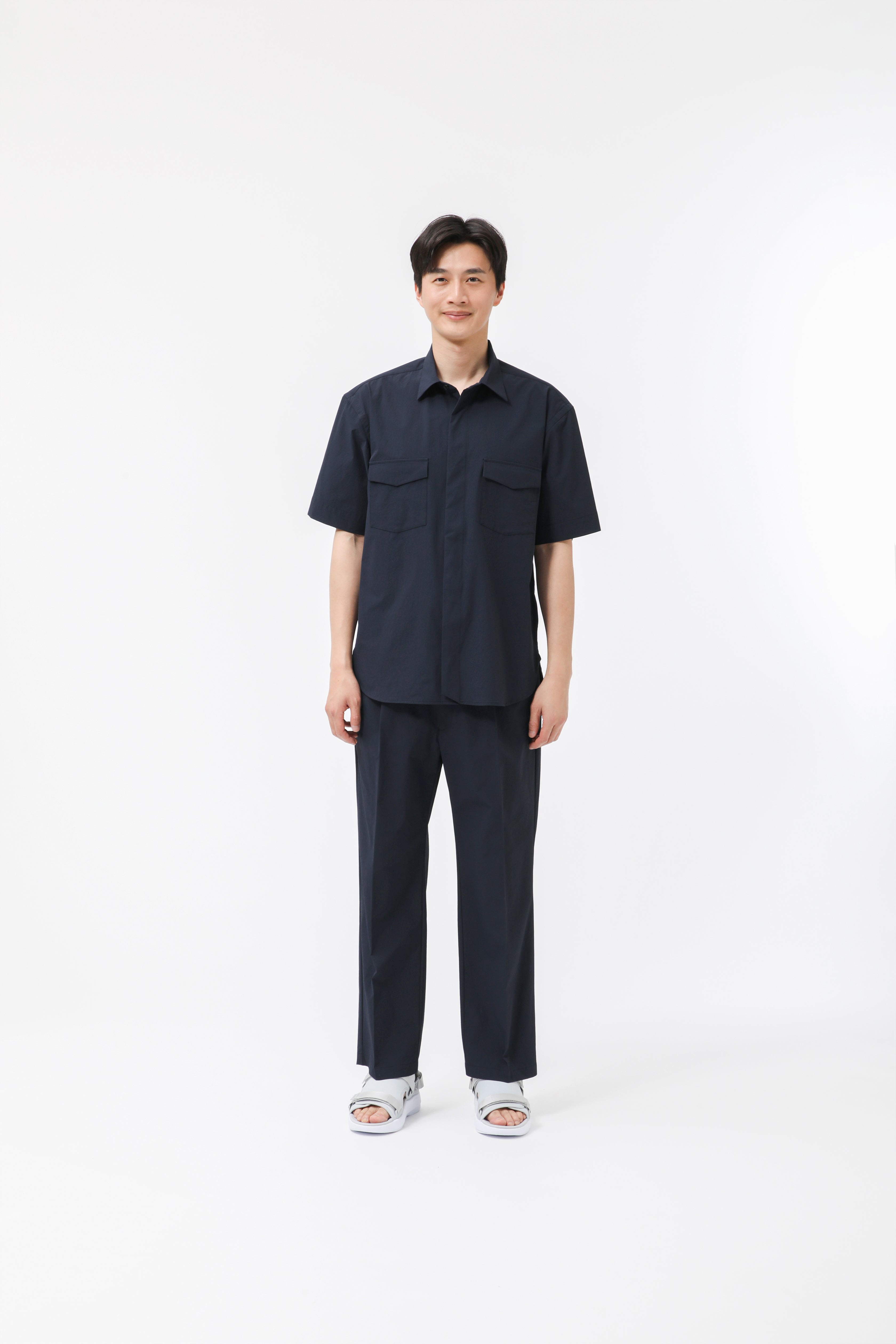 MIGARU Seersucker Short Sleeve Shirt / Long Pants