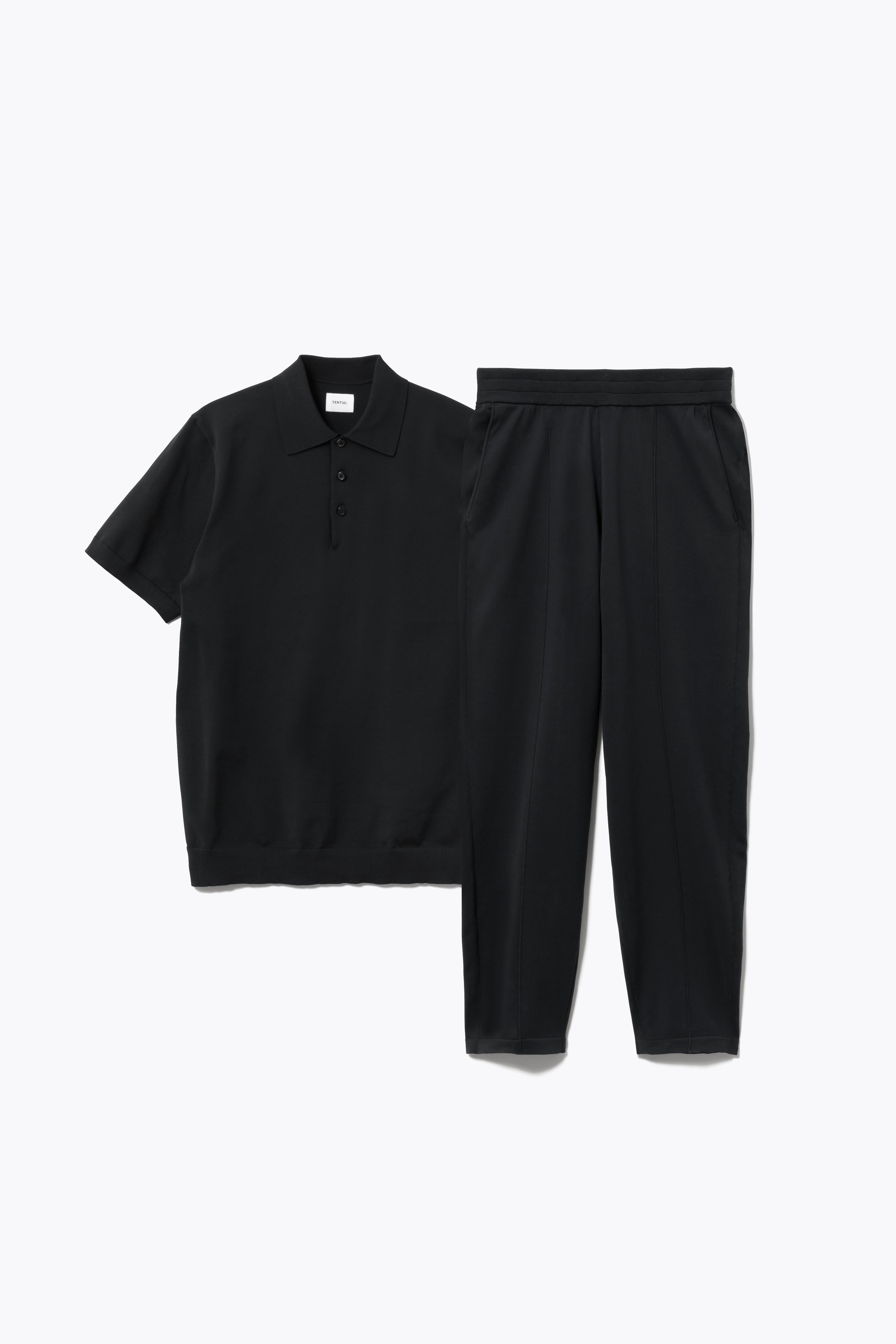 MIGARU Light Knit Short Sleeve Tailored Polo Shirt / Long Pants