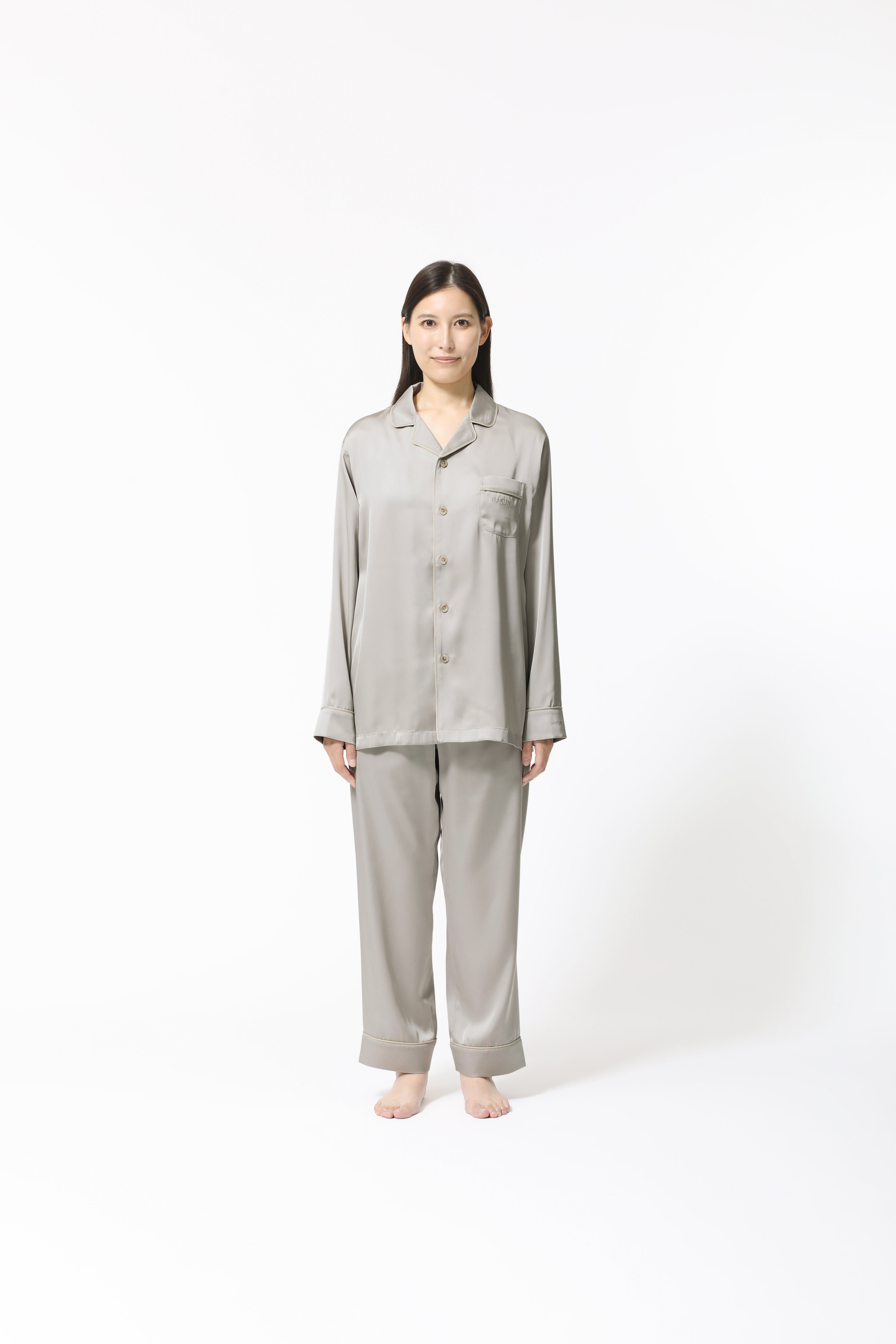 BAKUNE Pajamas Satin Long Sleeve Shirt / Long Pants