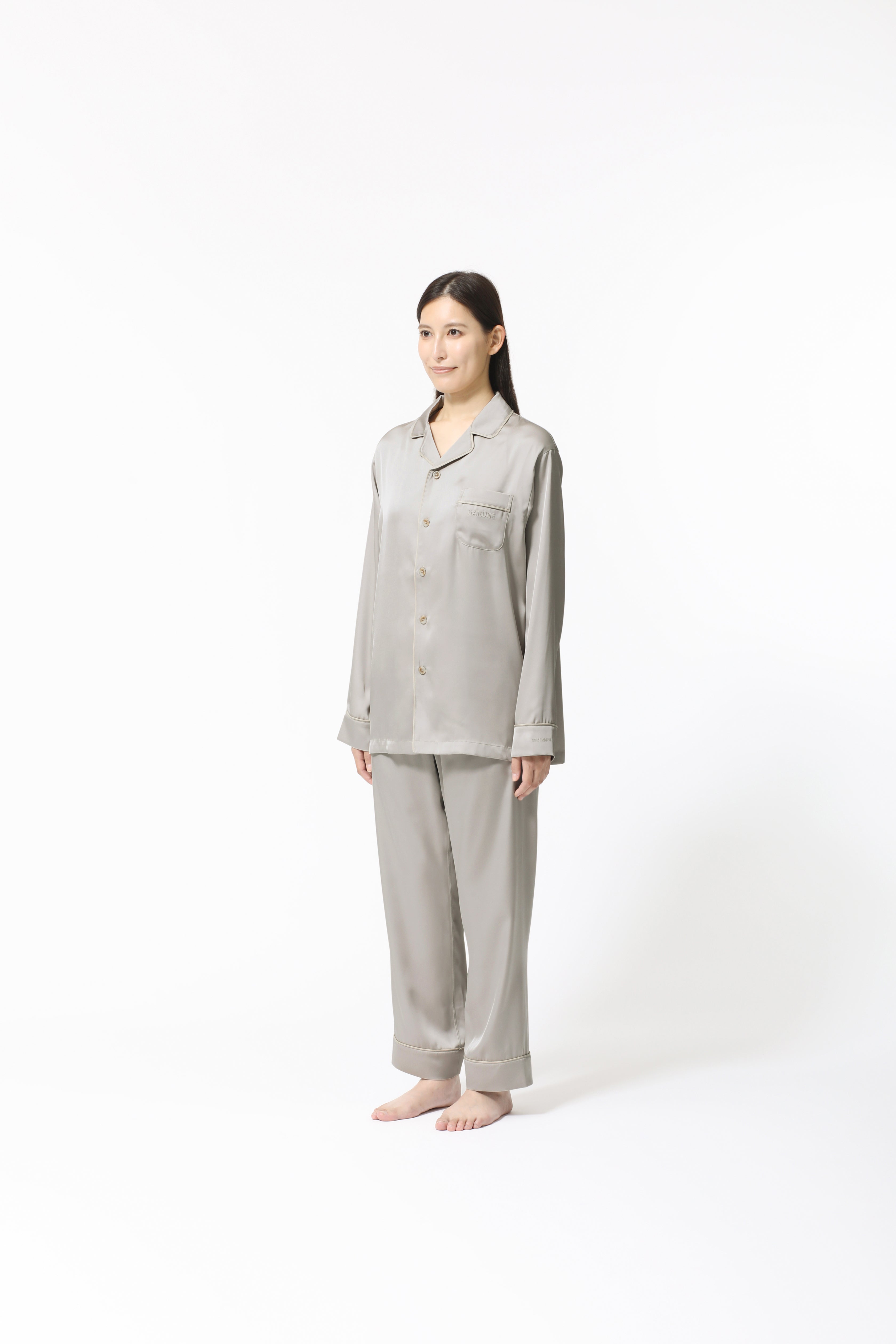 BAKUNE Pajamas Satin Long Sleeve Shirt / Long Pants