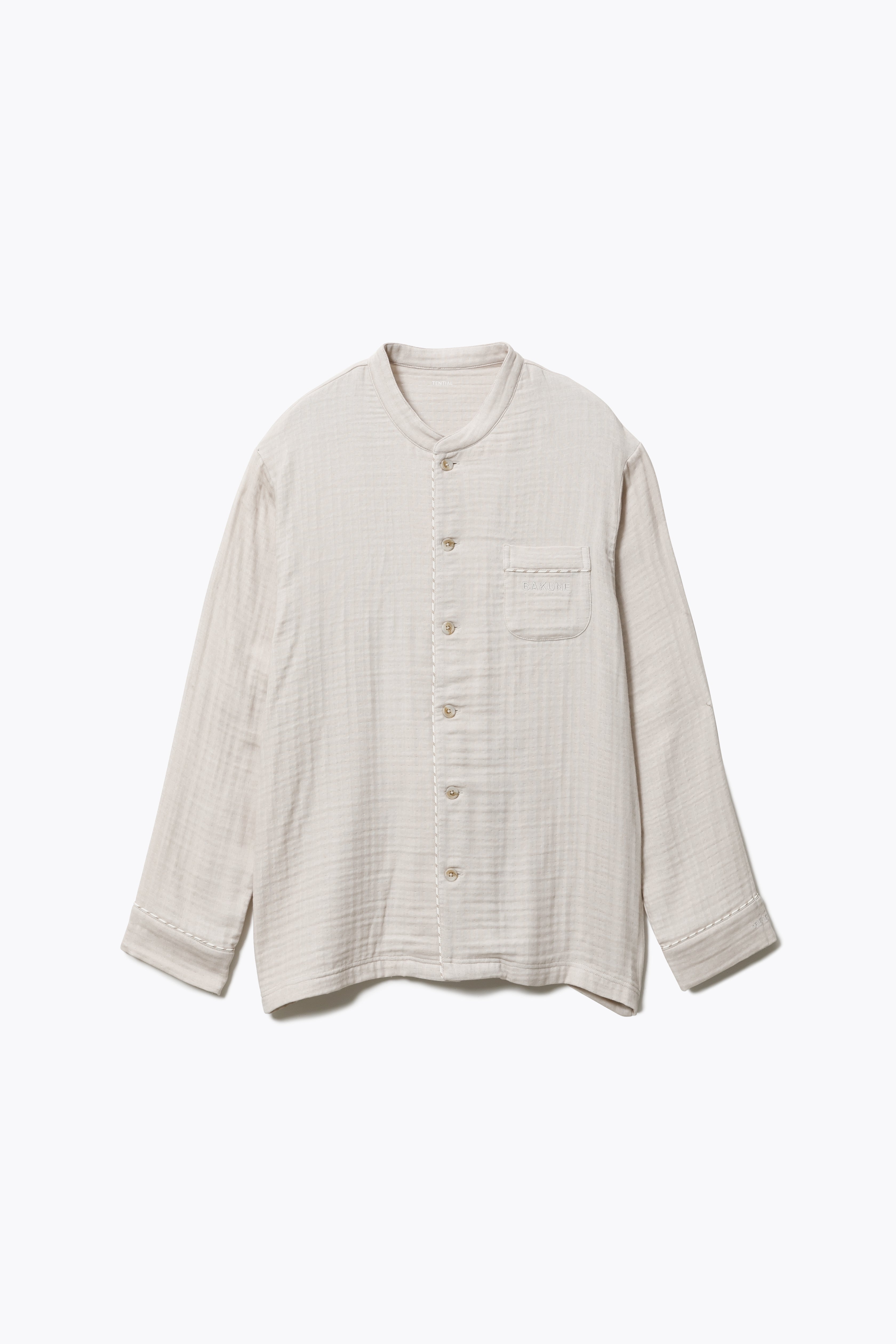 BAKUNE Pajamas Gauze Long Sleeve Shirt Band Collar/ Long Pants