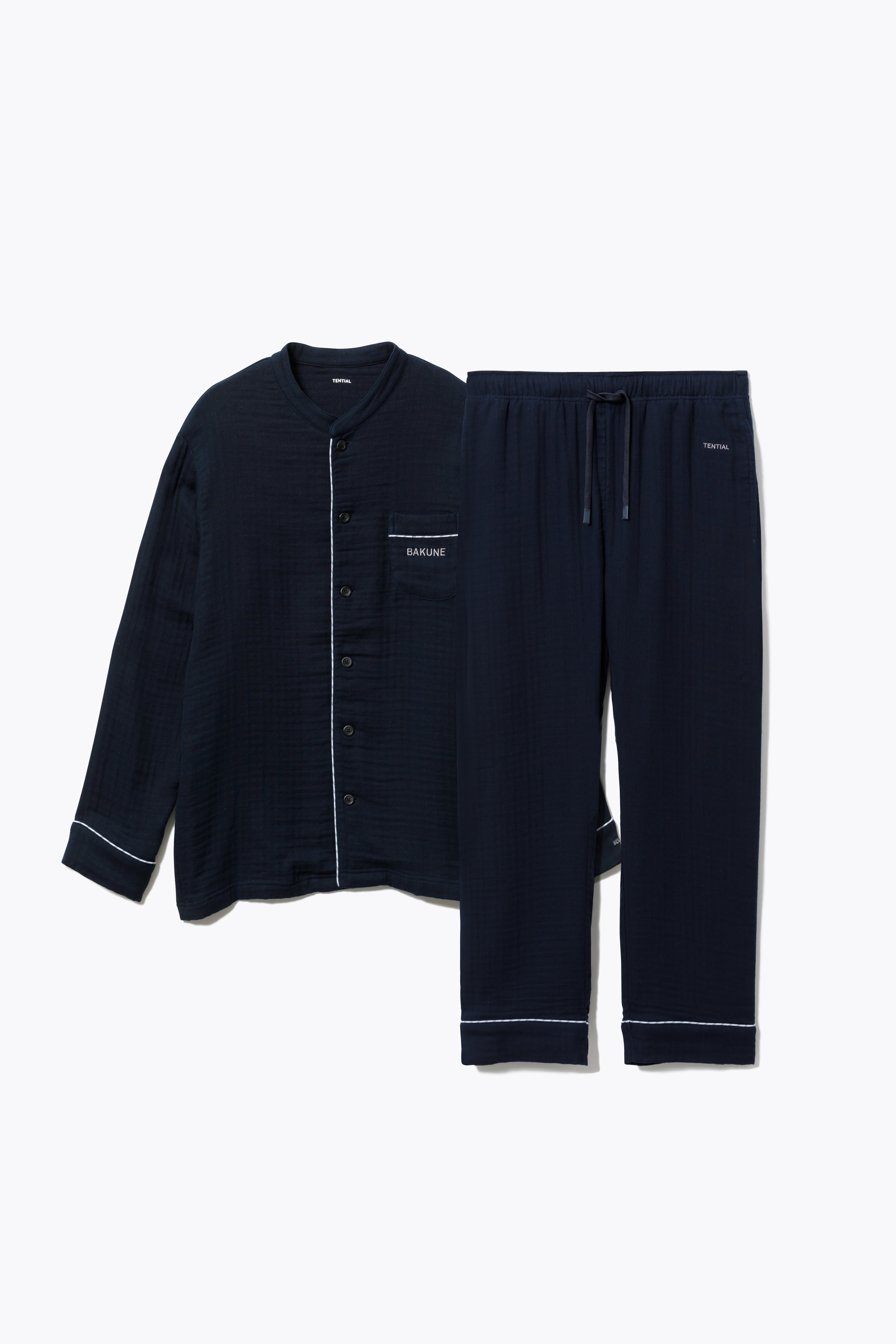 BAKUNE Pajamas Gauze Band Collar Long Setup