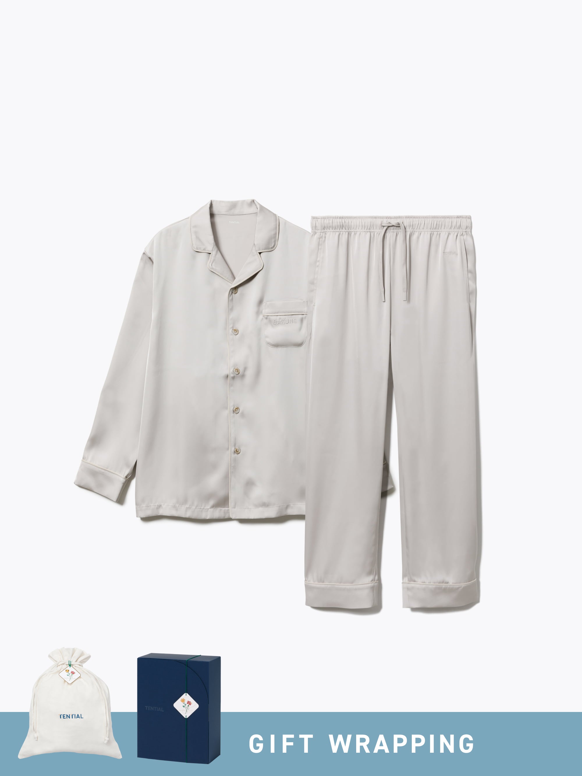 Gift Set - BAKUNE Pajamas Satin Long Setup - TENTIAL