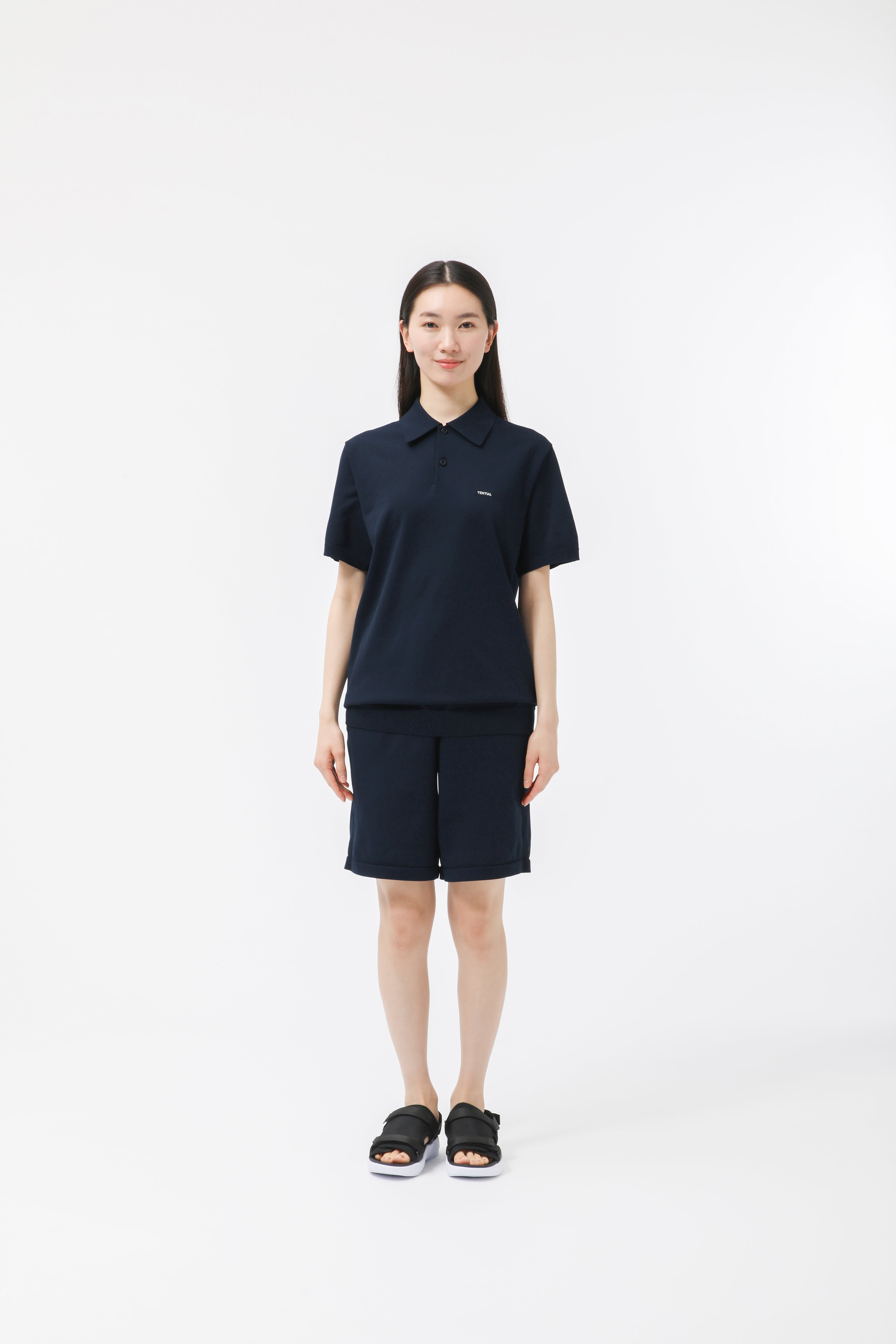 MIGARU Light Knit Short Sleeve Polo Shirt / Short Pants
